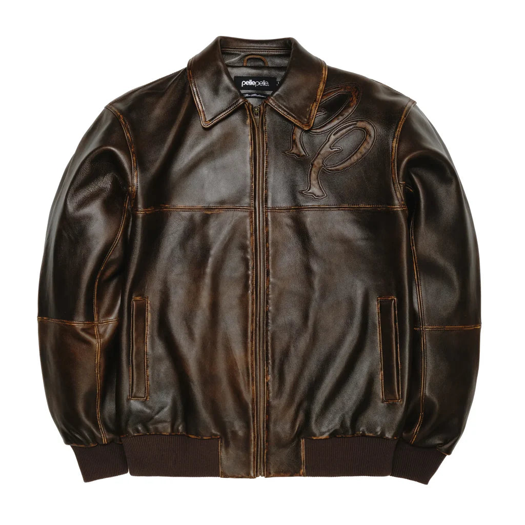 Pelle Pelle Two Tone Pelle Jacket Brown Abrasion