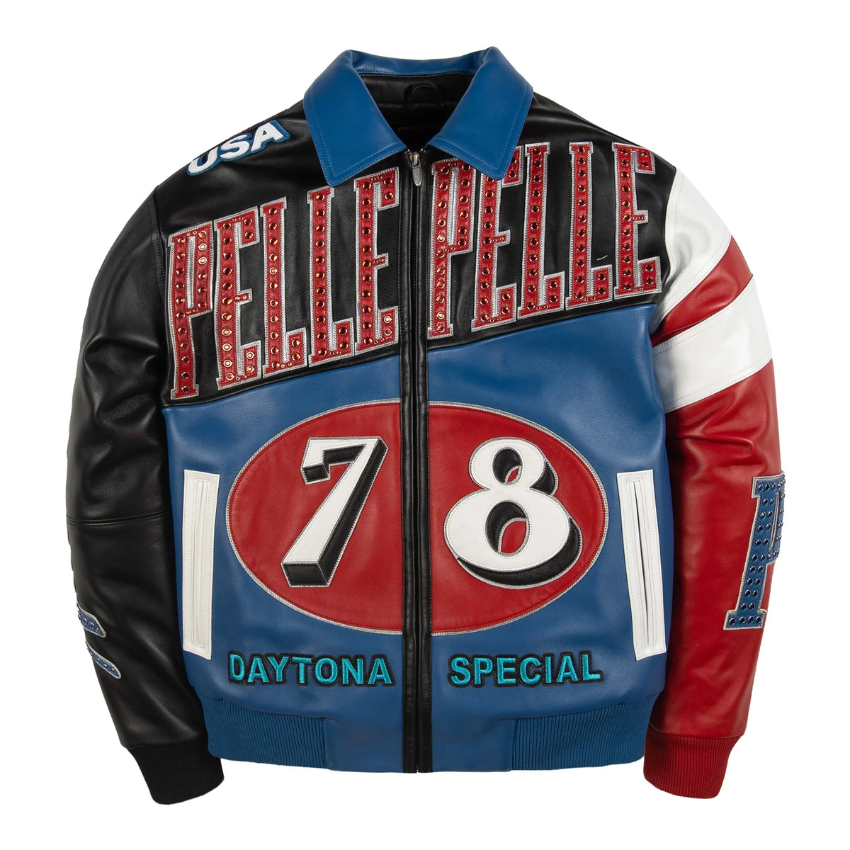 Pelle Pelle Daytona Special Jacket - BLUE/RED/BLACK