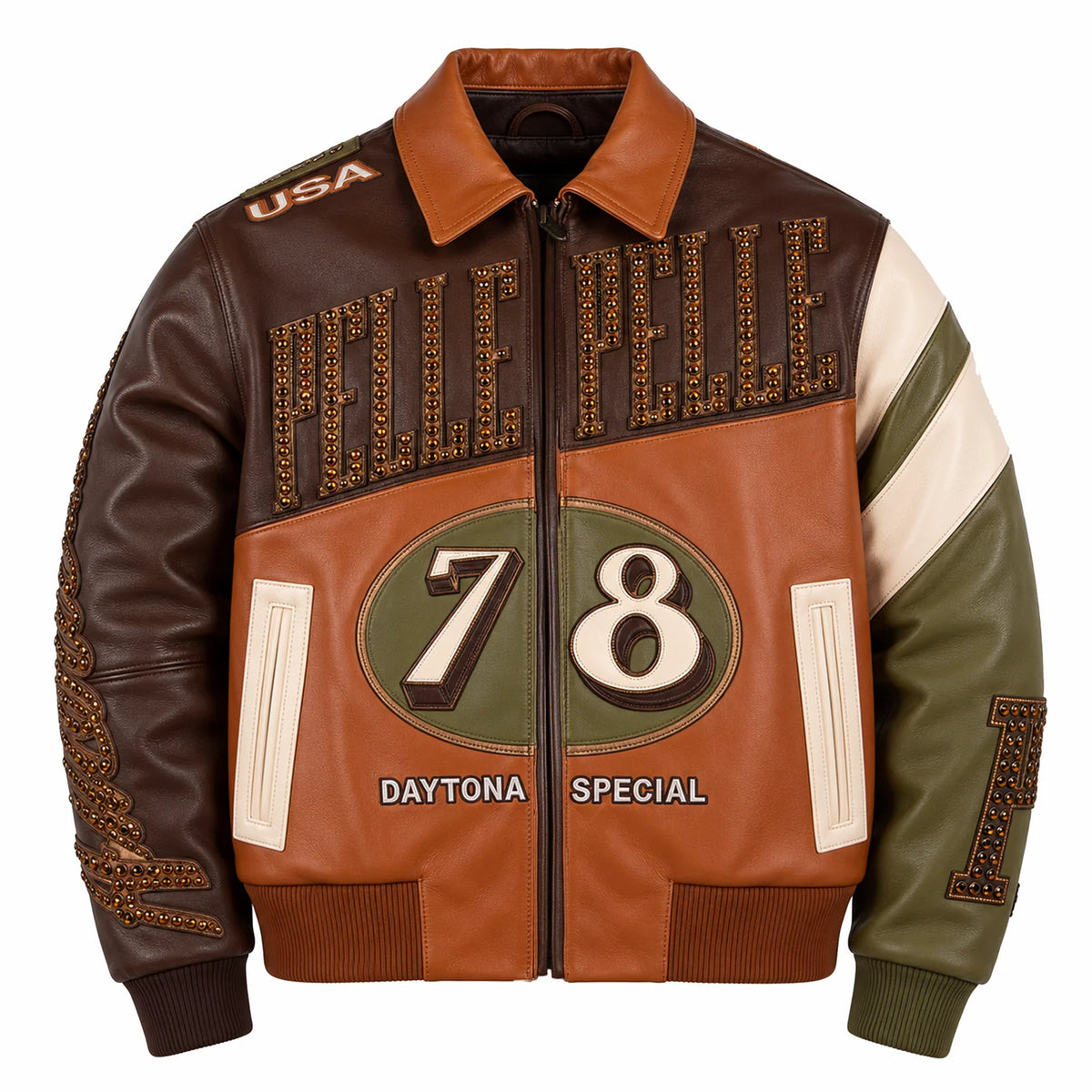 Pelle Pelle Daytona Special Jacket - BROWN/COPPER/OLIVE