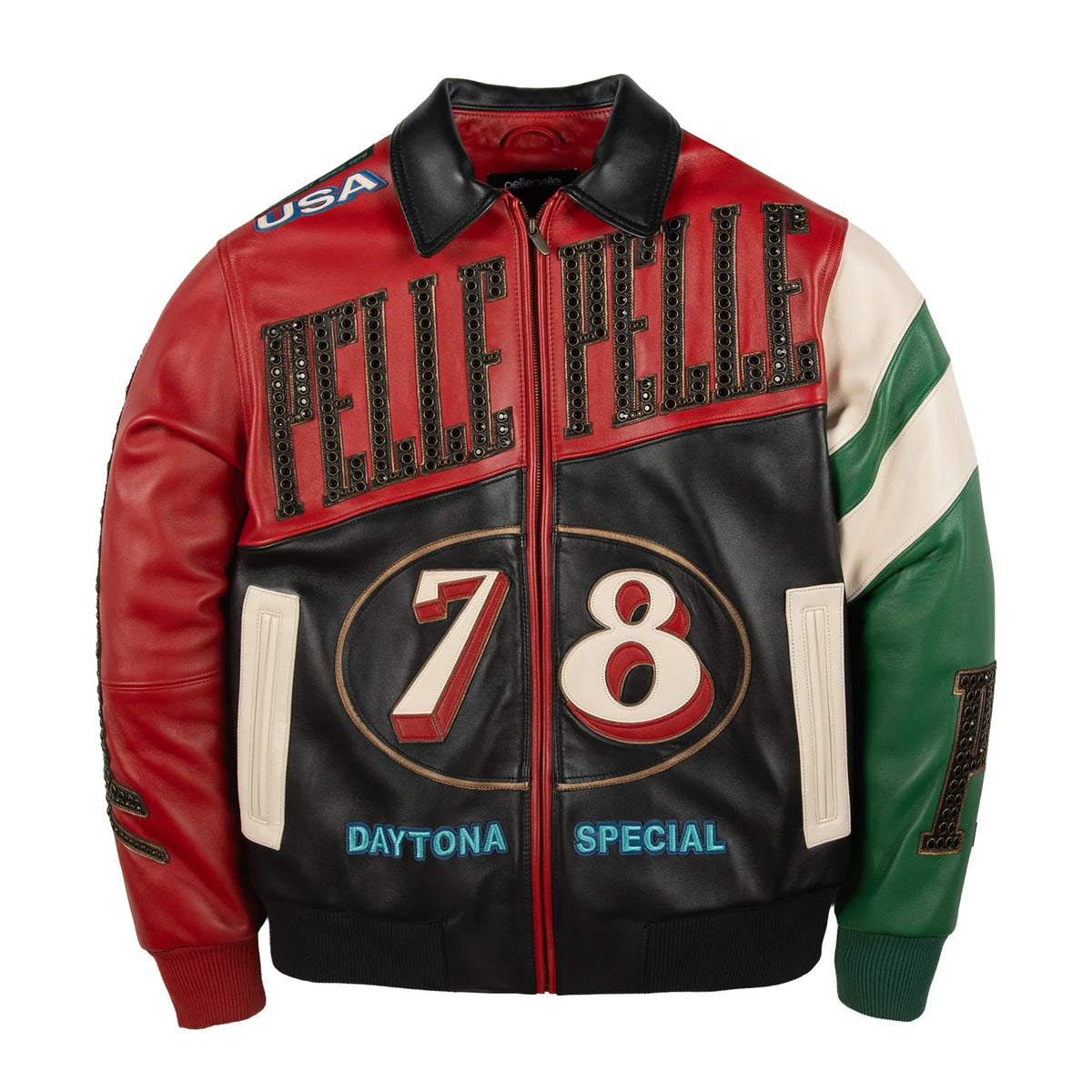 Pelle Pelle Daytona Special Jacket - RED/GREEN/BLACK