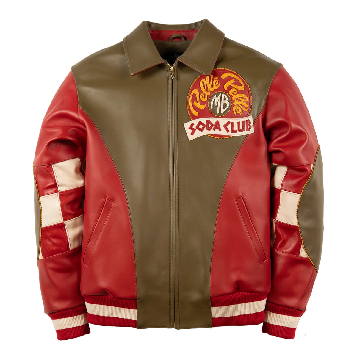 Pelle Pelle Checkered Soda Club Jacket OLIVE/CABERNET/MAIZE