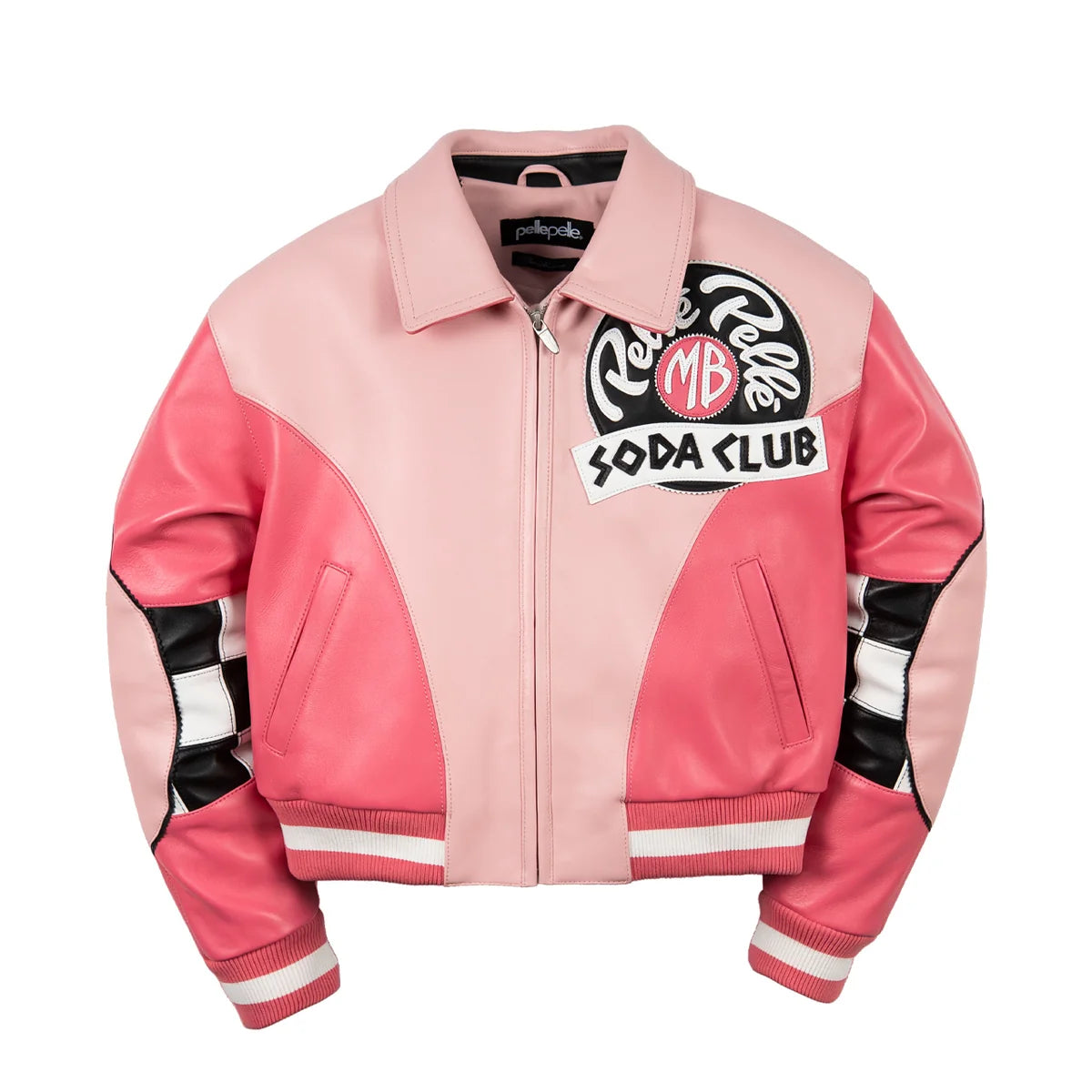 Pelle Pelle Checkered Soda Club Womens Crop Jacket PINK/BLACK/WHITE