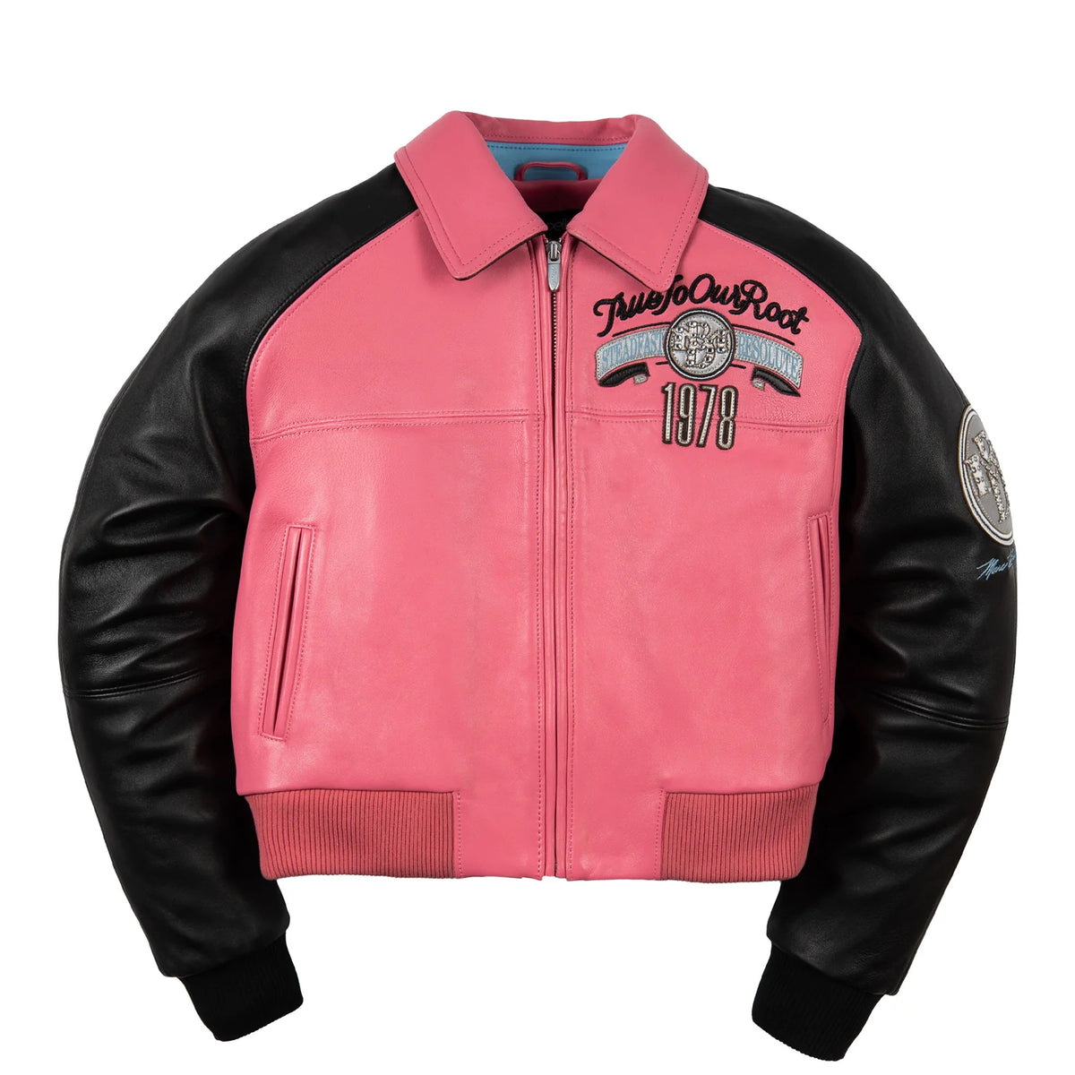 Pelle Pelle True To Our Roots Womens Crop Jacket PINK/BLACK/LIGHTBLUE