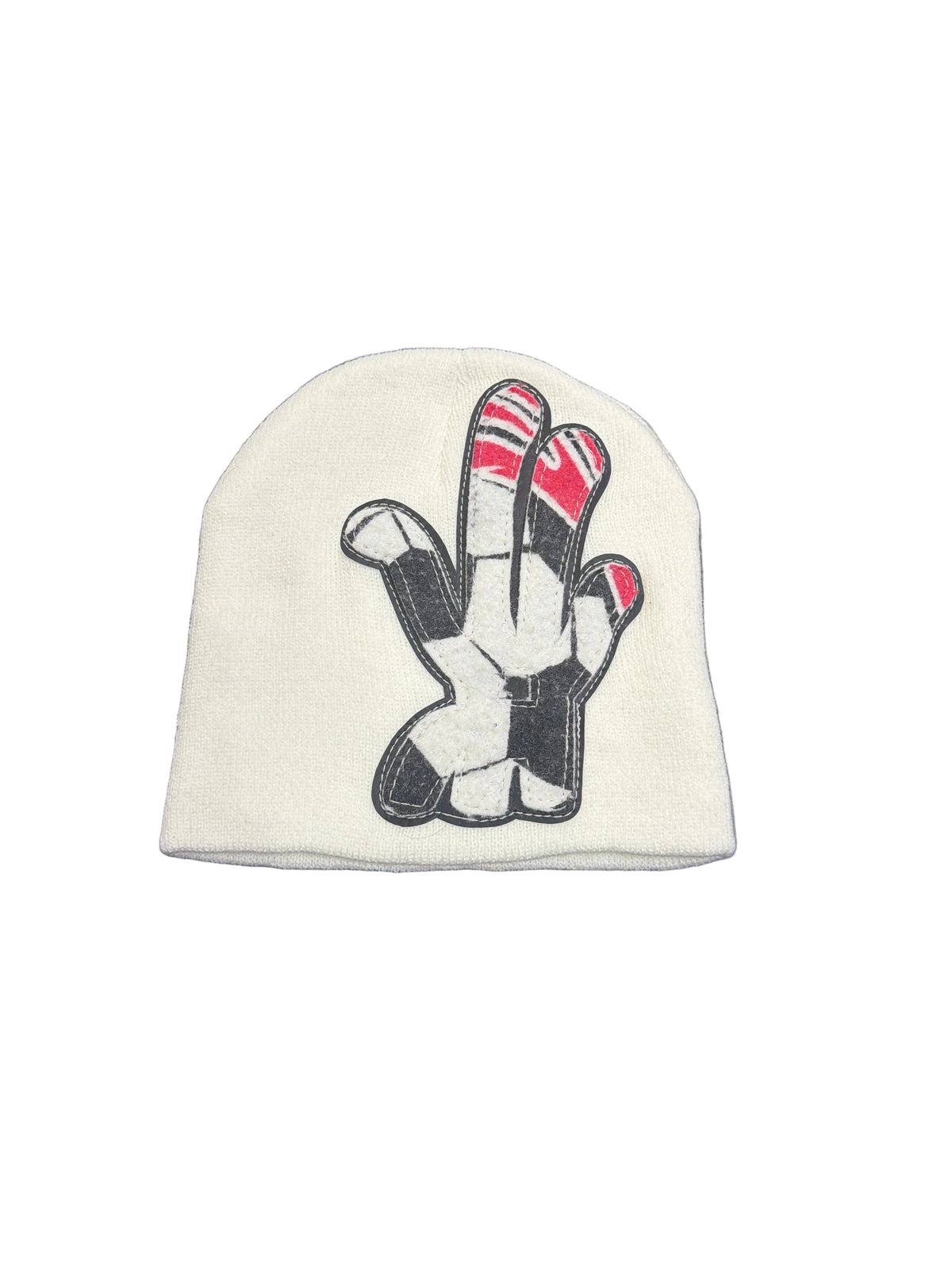 YKWYK WHITE Soccer PATCH BEANIE