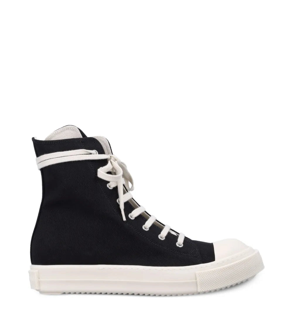 Rick Owens DRKSHDW Scarpe Denim Sneaks Black Milk Overdyed Denim