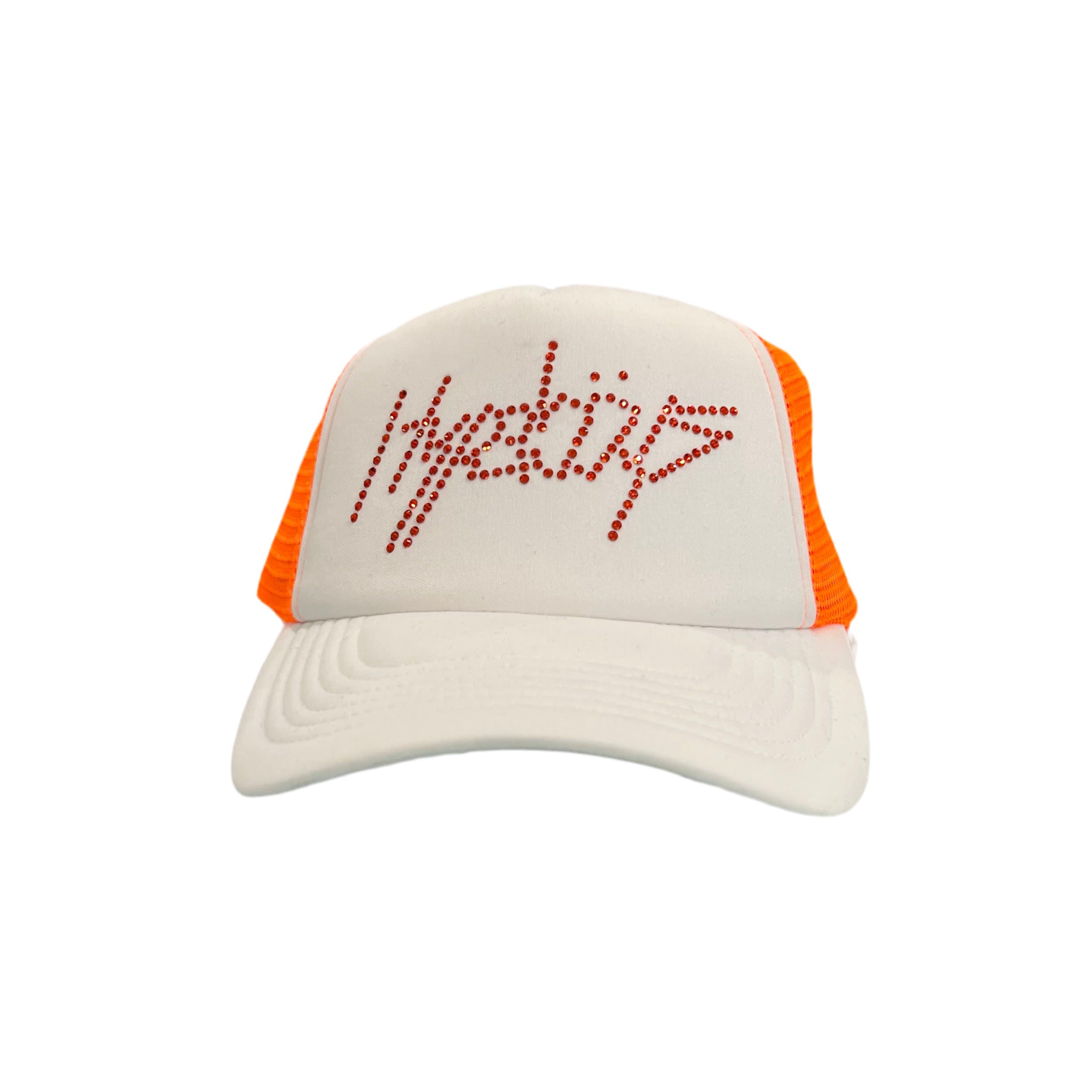 HYPEBOYS RHINESTONE CAP ORANGE & WHITE