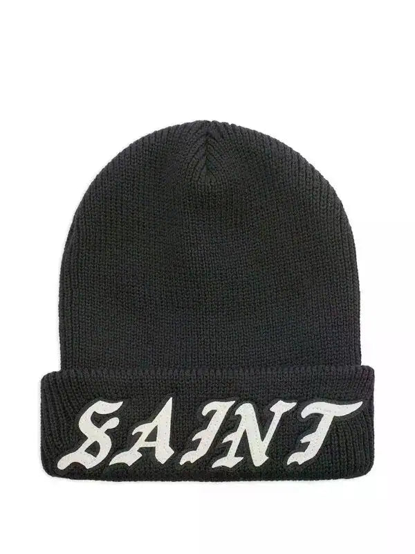 SAINT MXXXXXX logo-appliqué beanie black