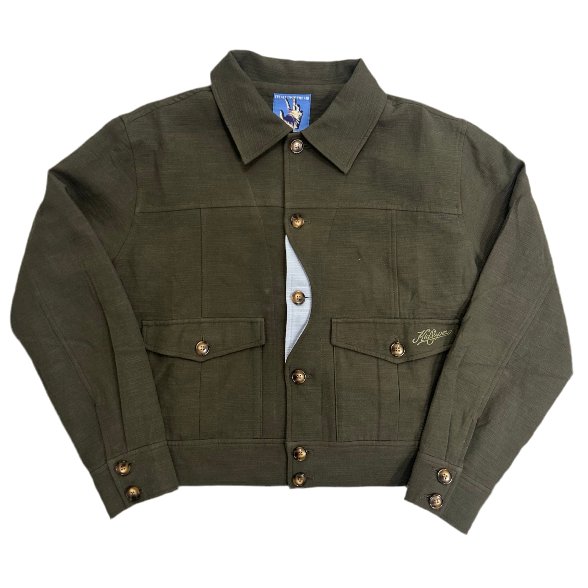 KID SUPER GREEN BUTTON UP JACKET