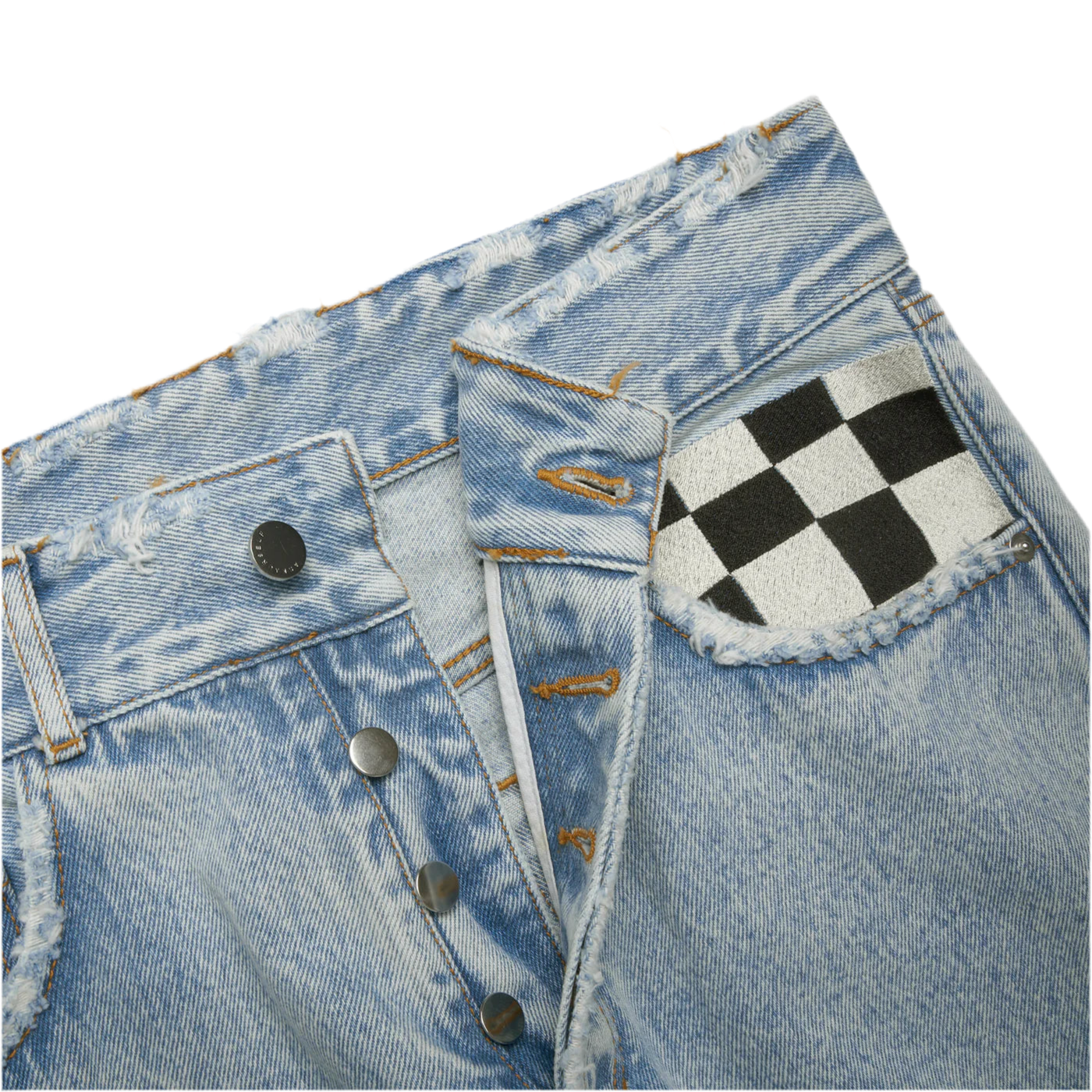 ASKYURSELF BAGGY CHECKERED DENIM SHORTS