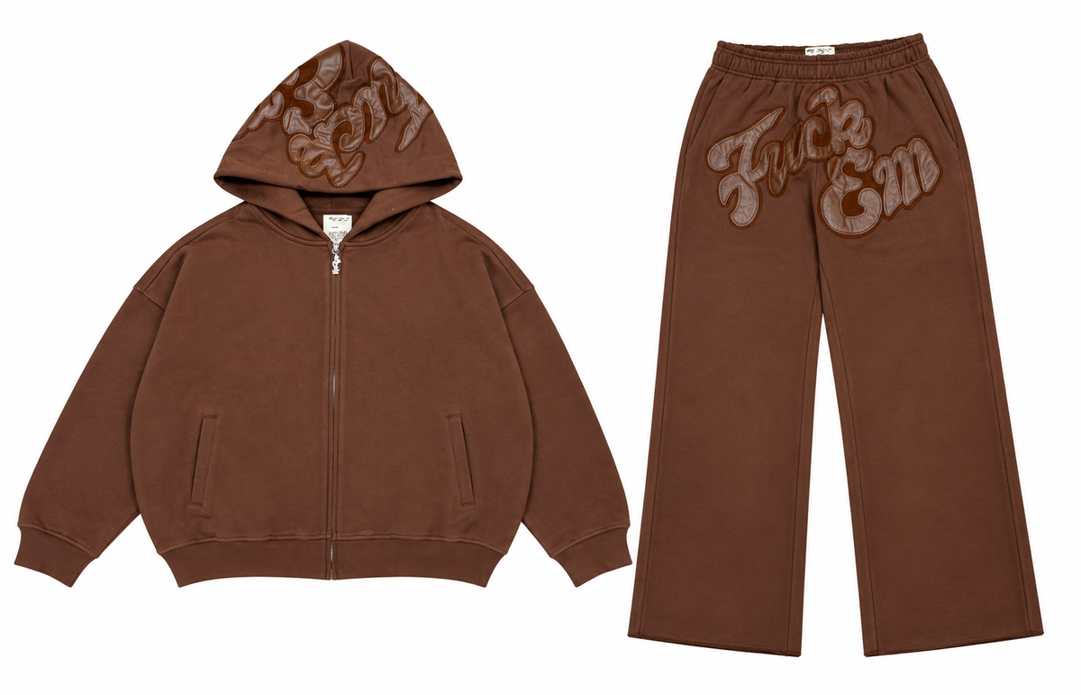 FUCK EM BROWN SWEATSET