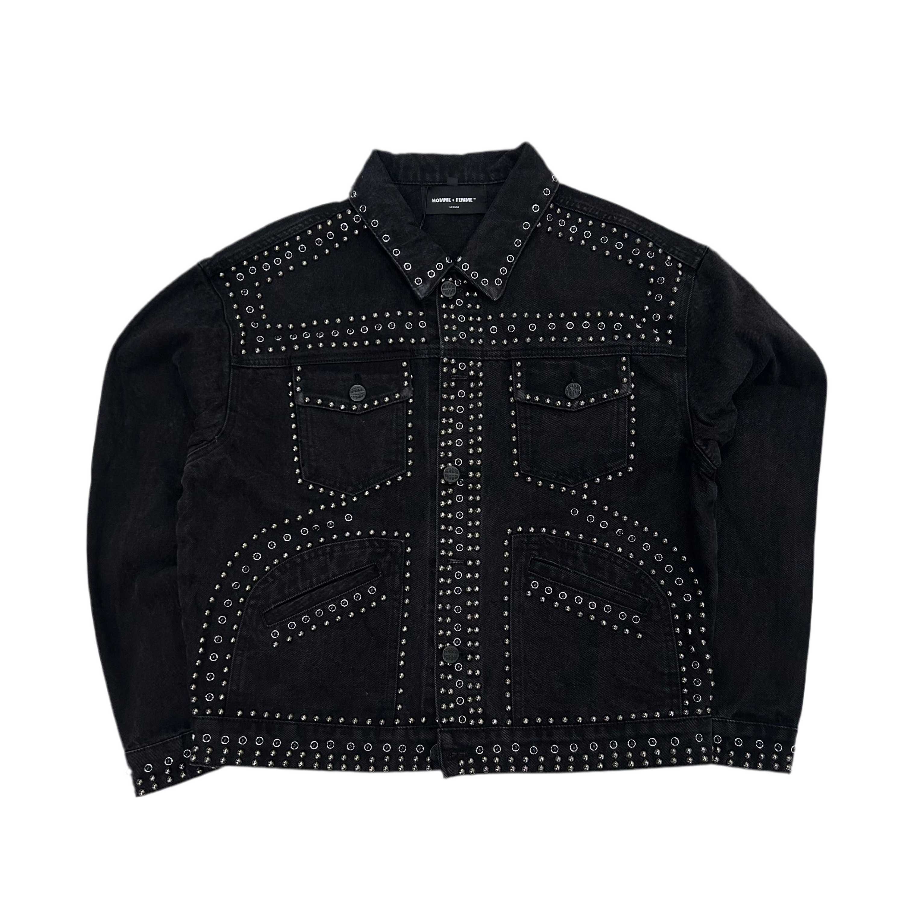 HOMME FEMME ORNAMENT DENIM JACKET BLACK