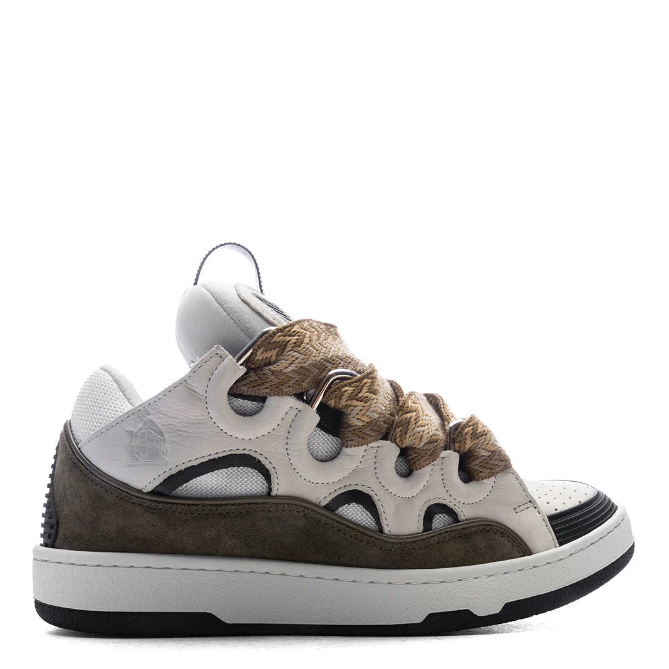 Lanvin Curb Sneakers White & Khaki