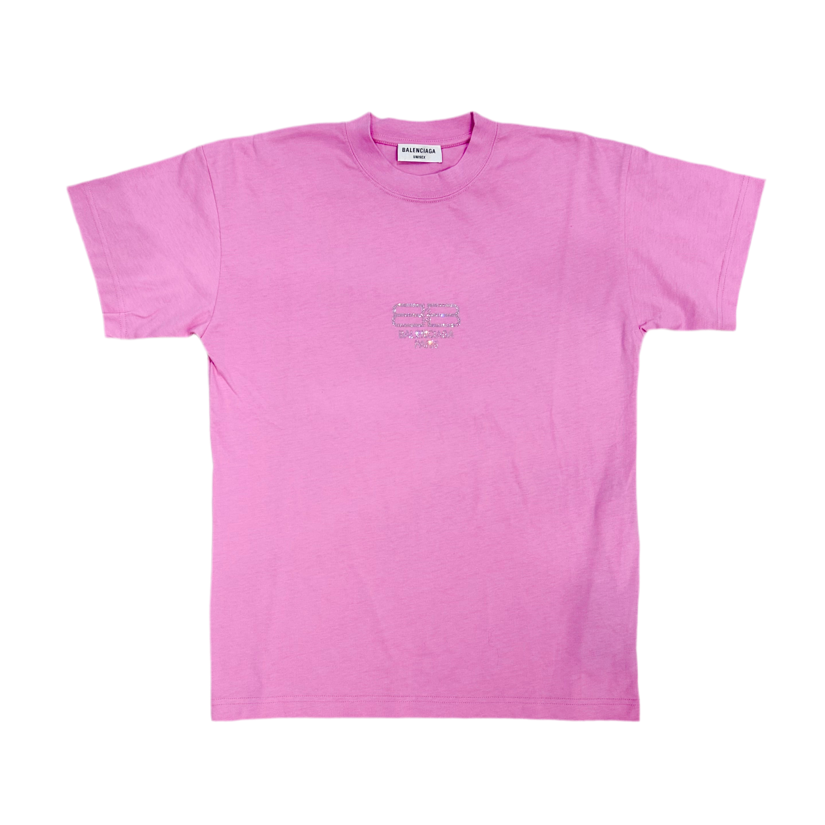 BALENCIAGA|RHINESTONE PINK TEE