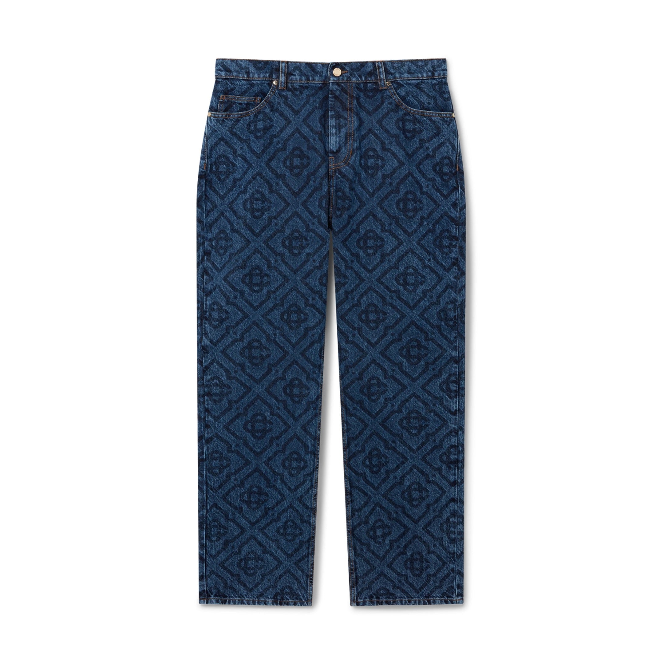 CASABLANCA DARK VINTAGE MONOGRAM DENIM JEANS