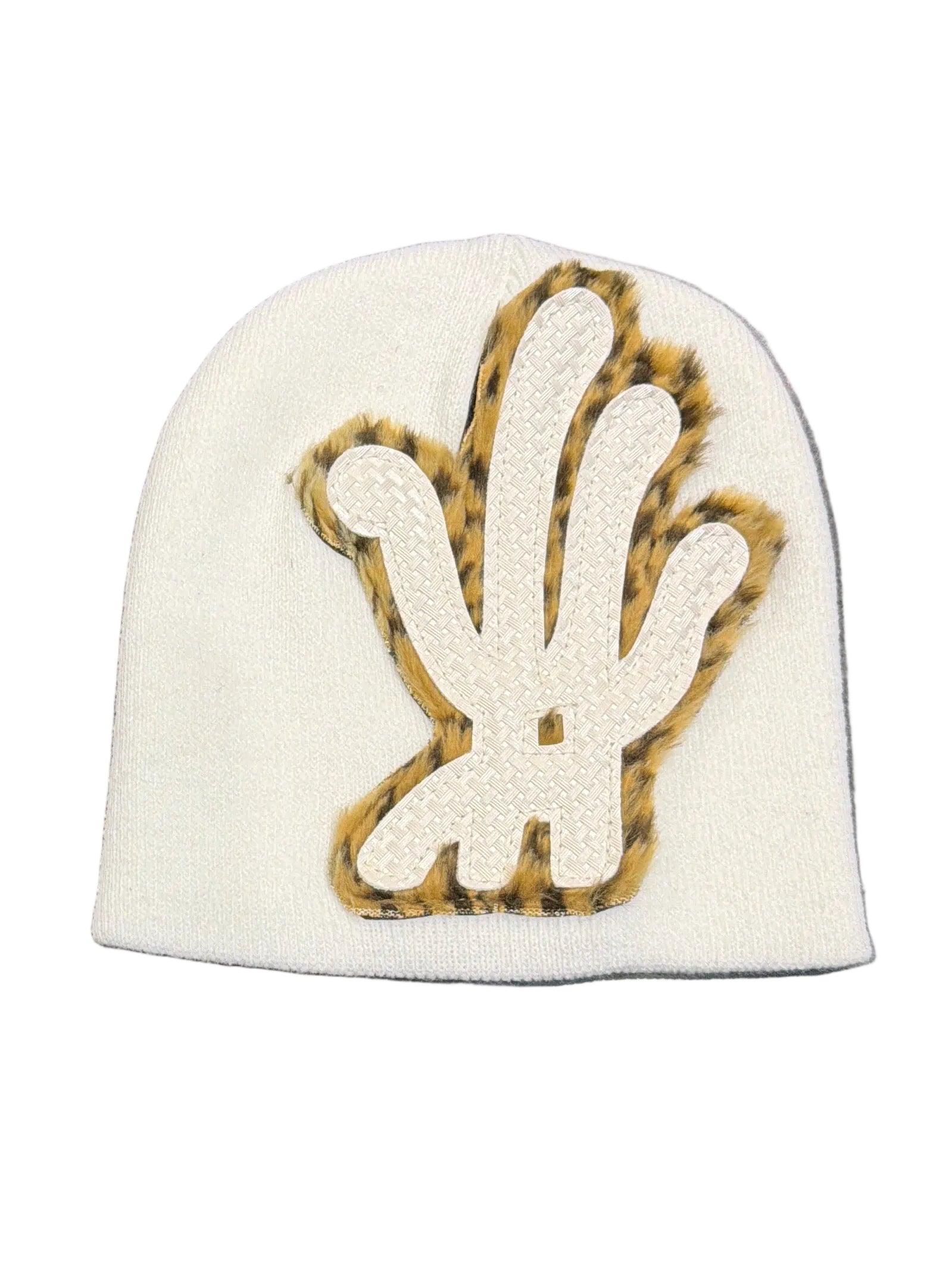 YKWYK FUR BEANIE WHITE/CHEETAH