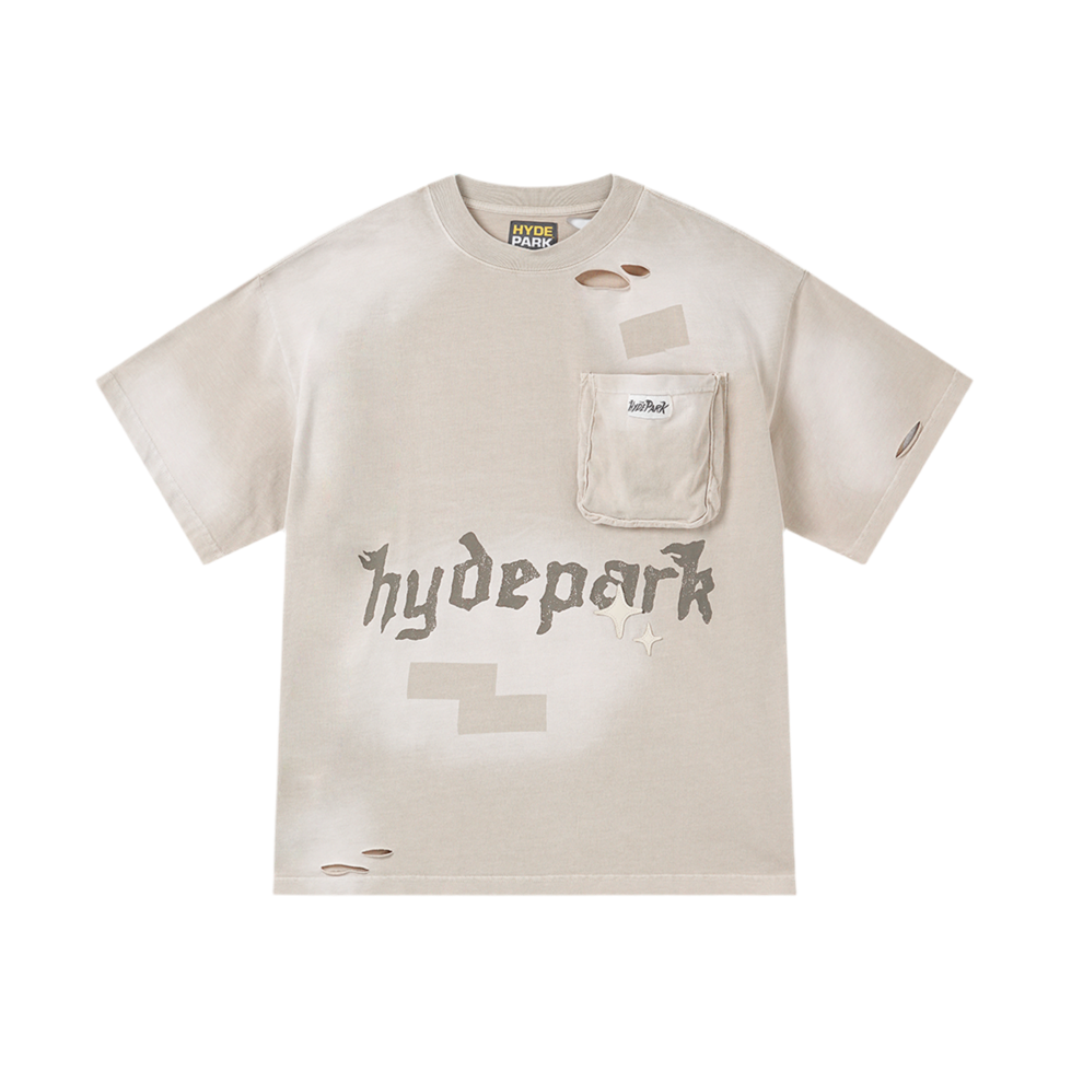 HYDE PARK Distressed Pocket Tee Marble