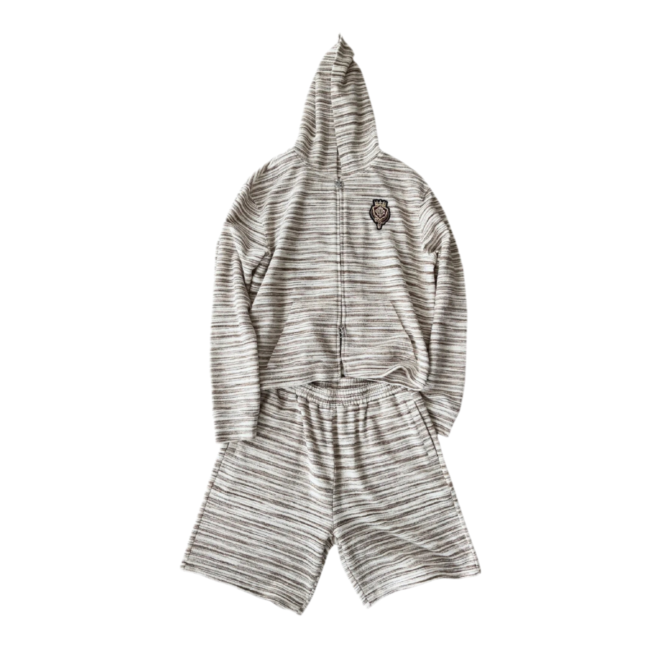 BIRTH OF ROYAL CHILD Striped Knit Set in White