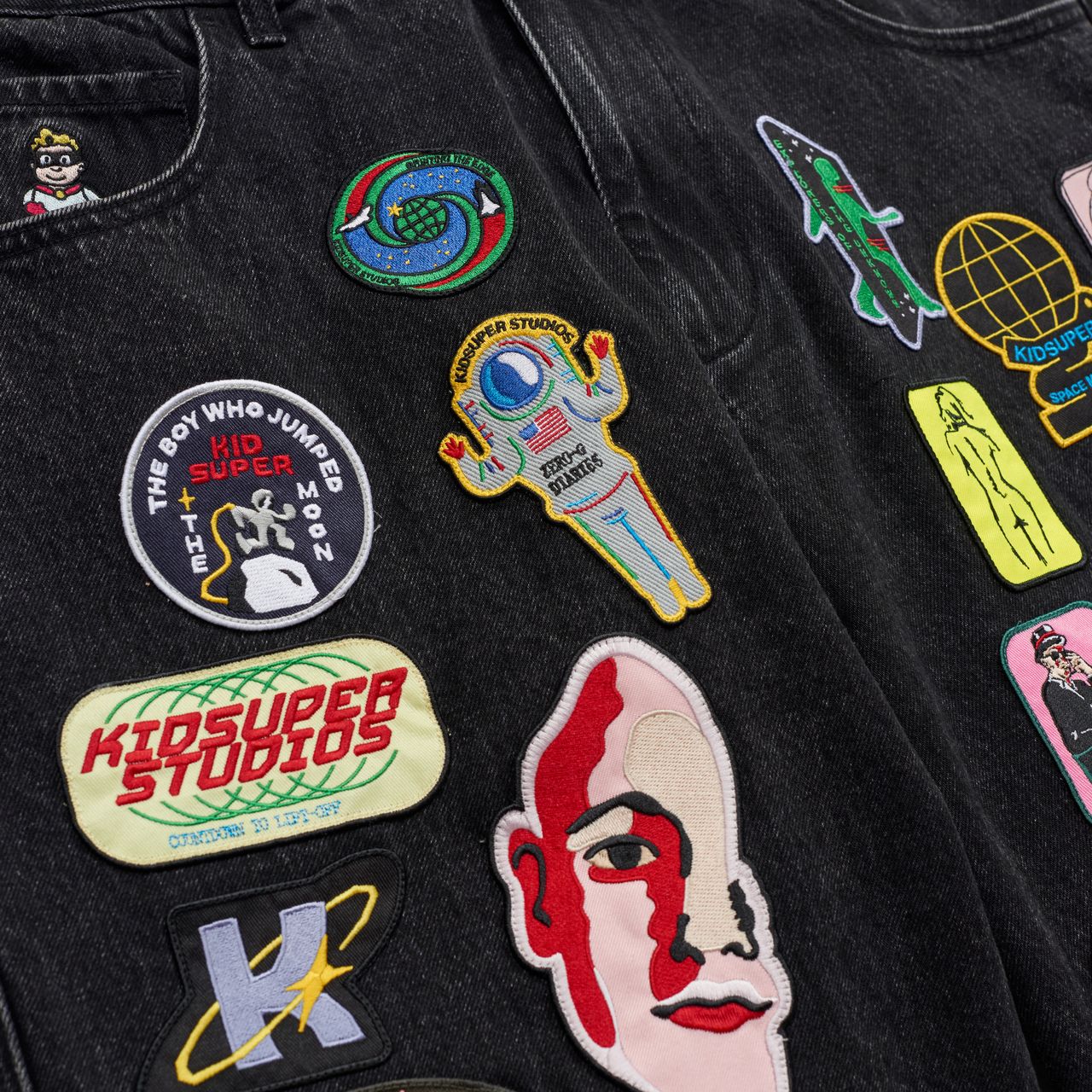 KID SUPER Patches Denim Short Black