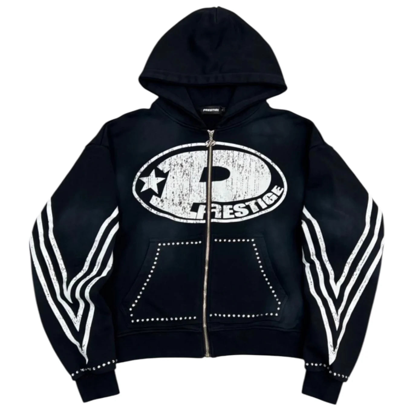 Prestige "P Logo" Rhinestone Hoodie Black