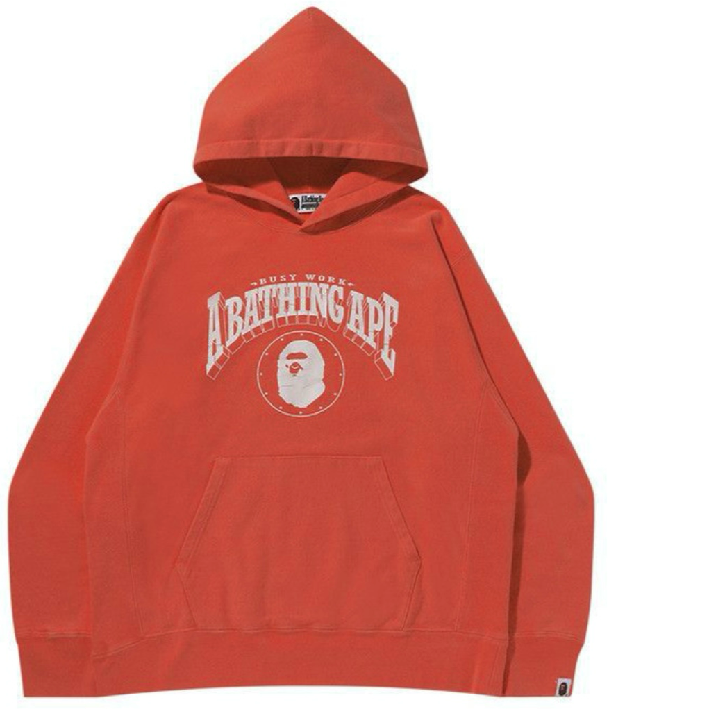 BAPE WASHED RELAXED FIT HOODIE ORANGE