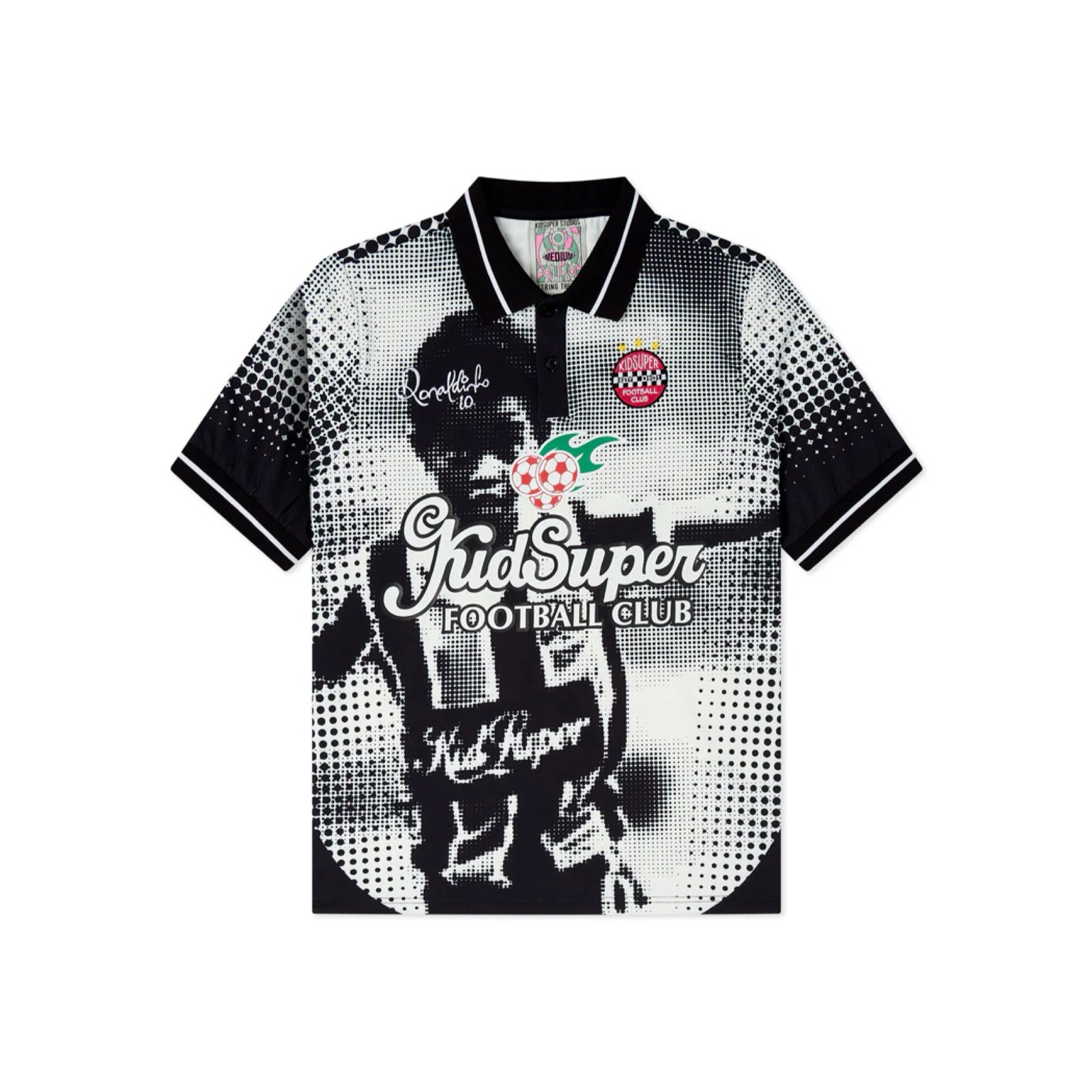 RONALDINHO X KIDSUPER SOCCER JERSEY [ BLACK/WHITE ]