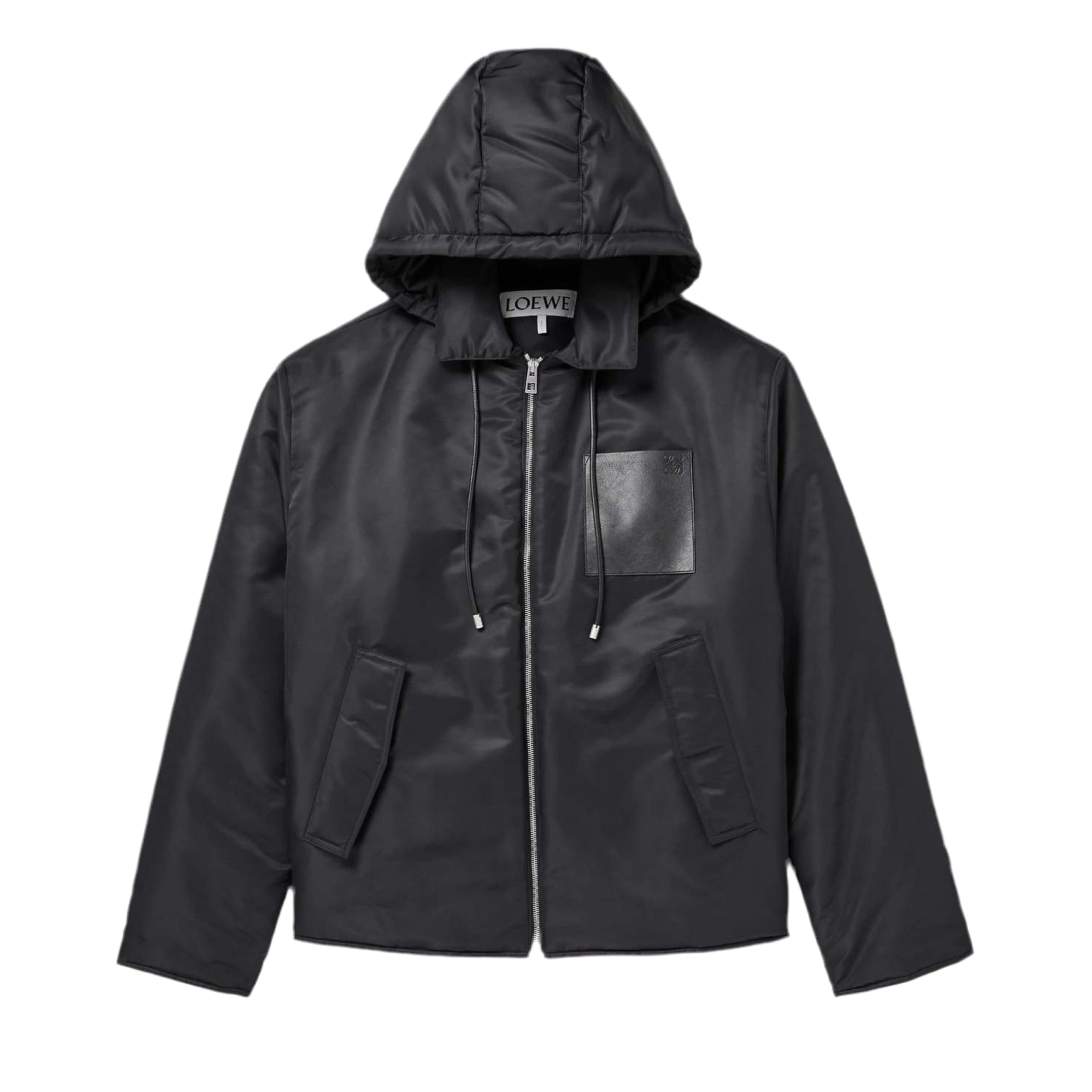 LOEWE Leather-Trimmed Nylon-Twill Hooded Jacket