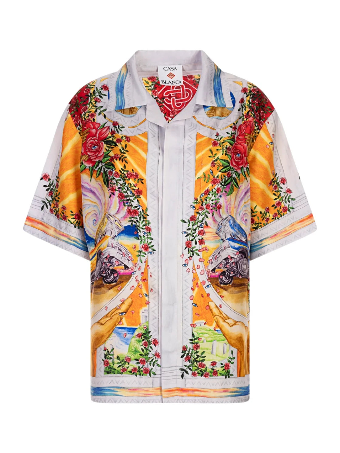 Casablanca La Tornade De Rose Short Sleeved Satin Shirt