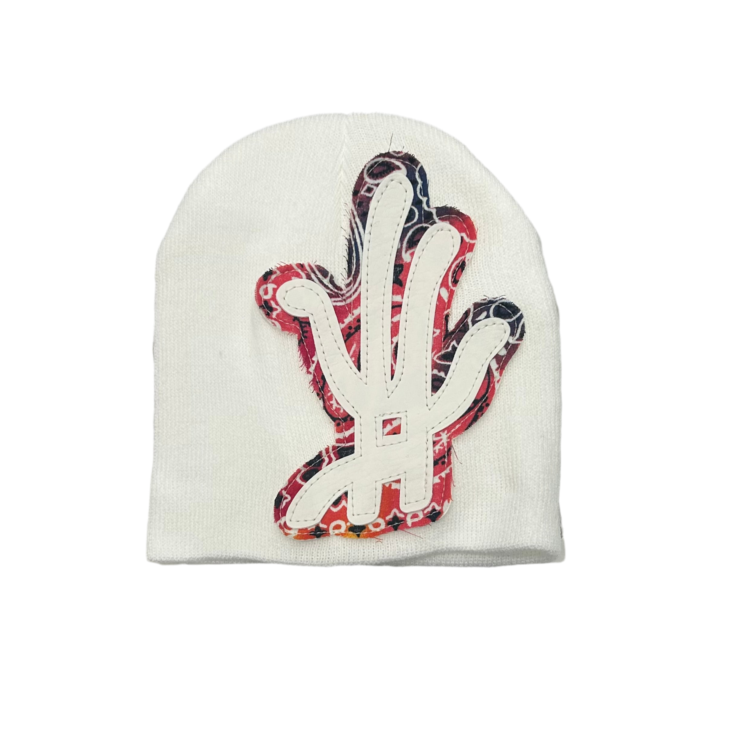 YKWYK RED WHITE & BLACK PAISLEY BEANIE