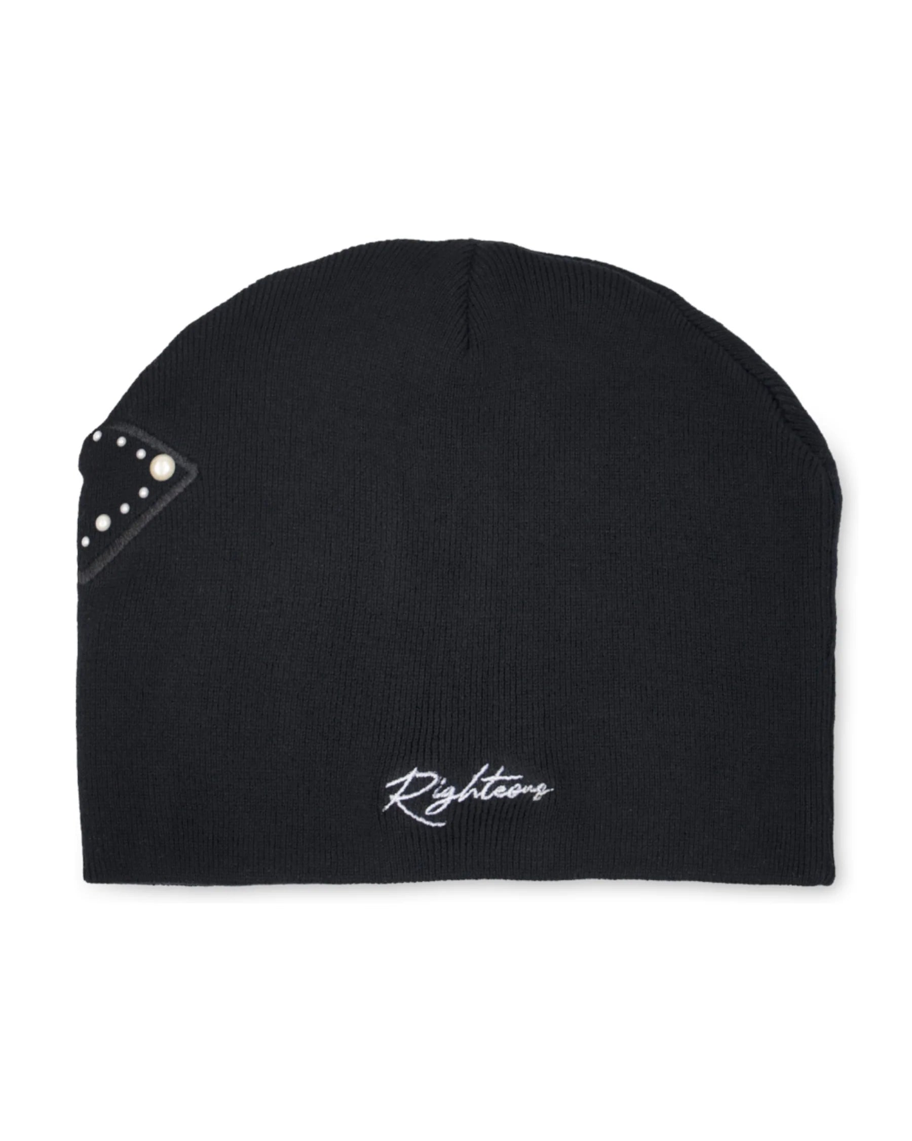 We Are Righteous Pearl Logo Beanie In Black