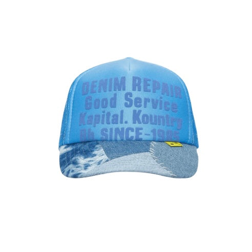 KAPITAL DENIM REPAIR PATCHWORK TRUCKER MESH CAP