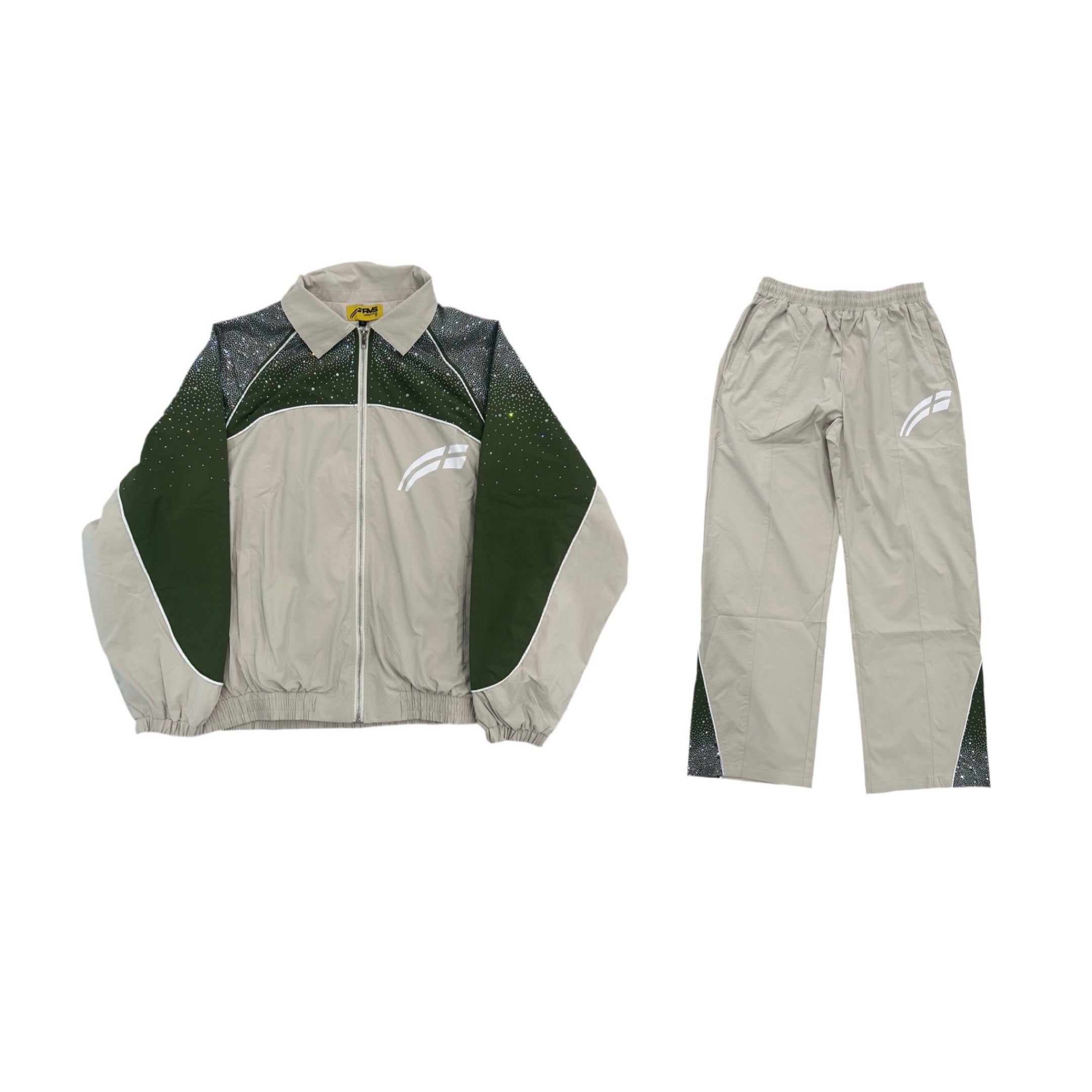 RVS LABS Cream/ Green "Astral" Zip Windbreaker SET