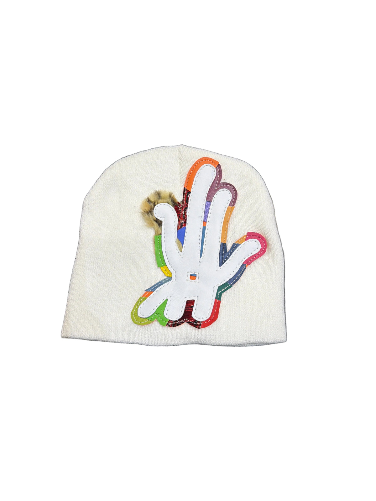 YKWYK Multicolor Beanie White