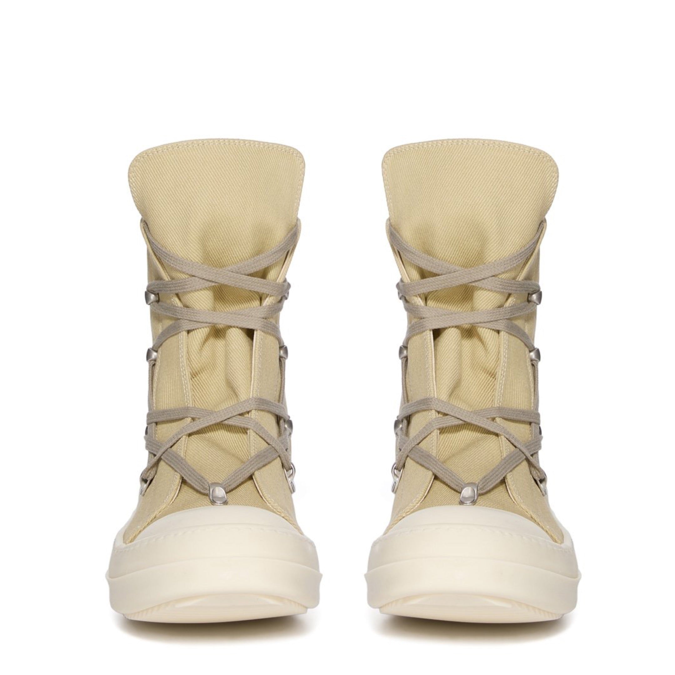 RICK OWENS DRKSHDW SS25 HOLLYWOOD HEXA SNEAKS IN PARCHMENT PEARL MILK MILK