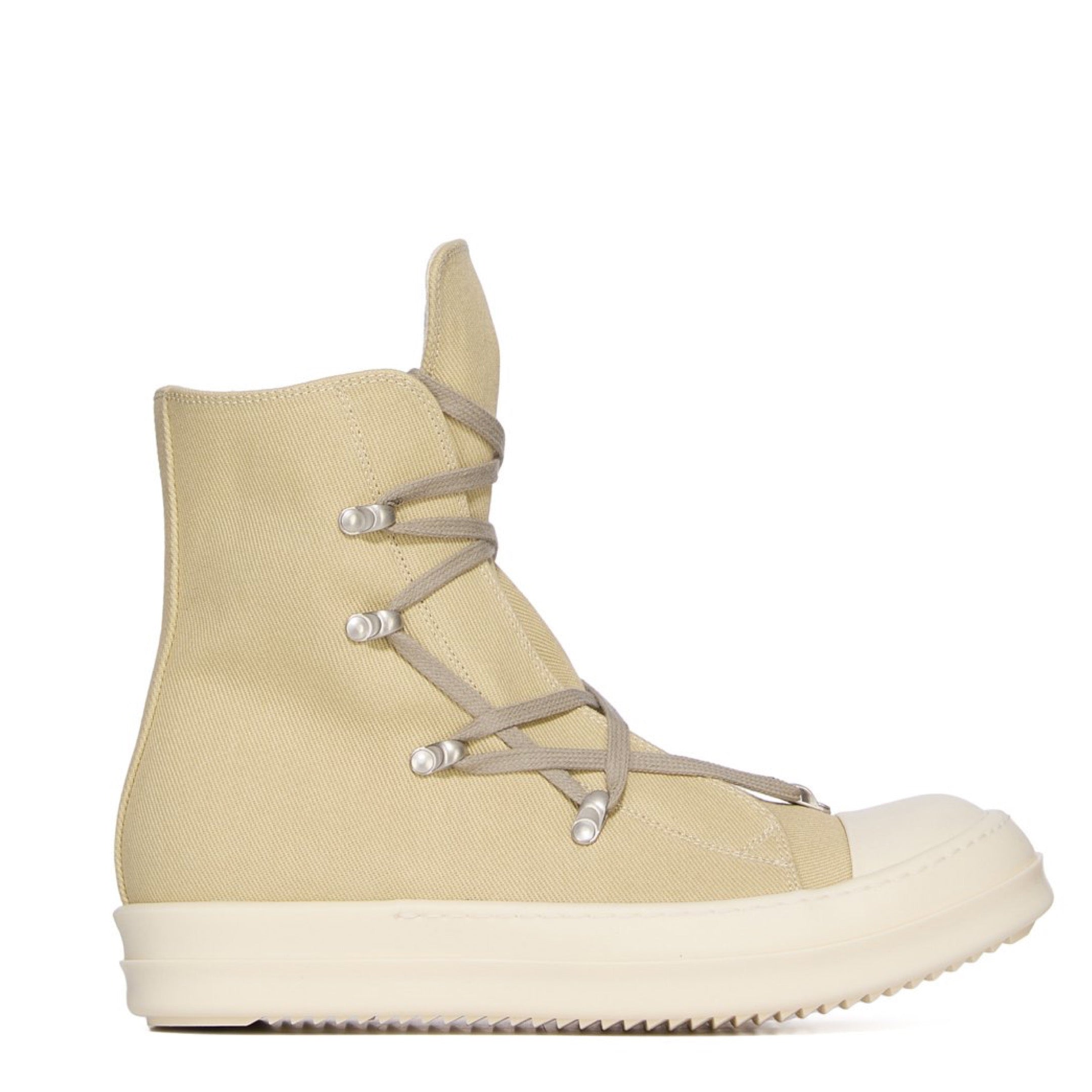 RICK OWENS DRKSHDW SS25 HOLLYWOOD HEXA SNEAKS IN PARCHMENT PEARL MILK MILK