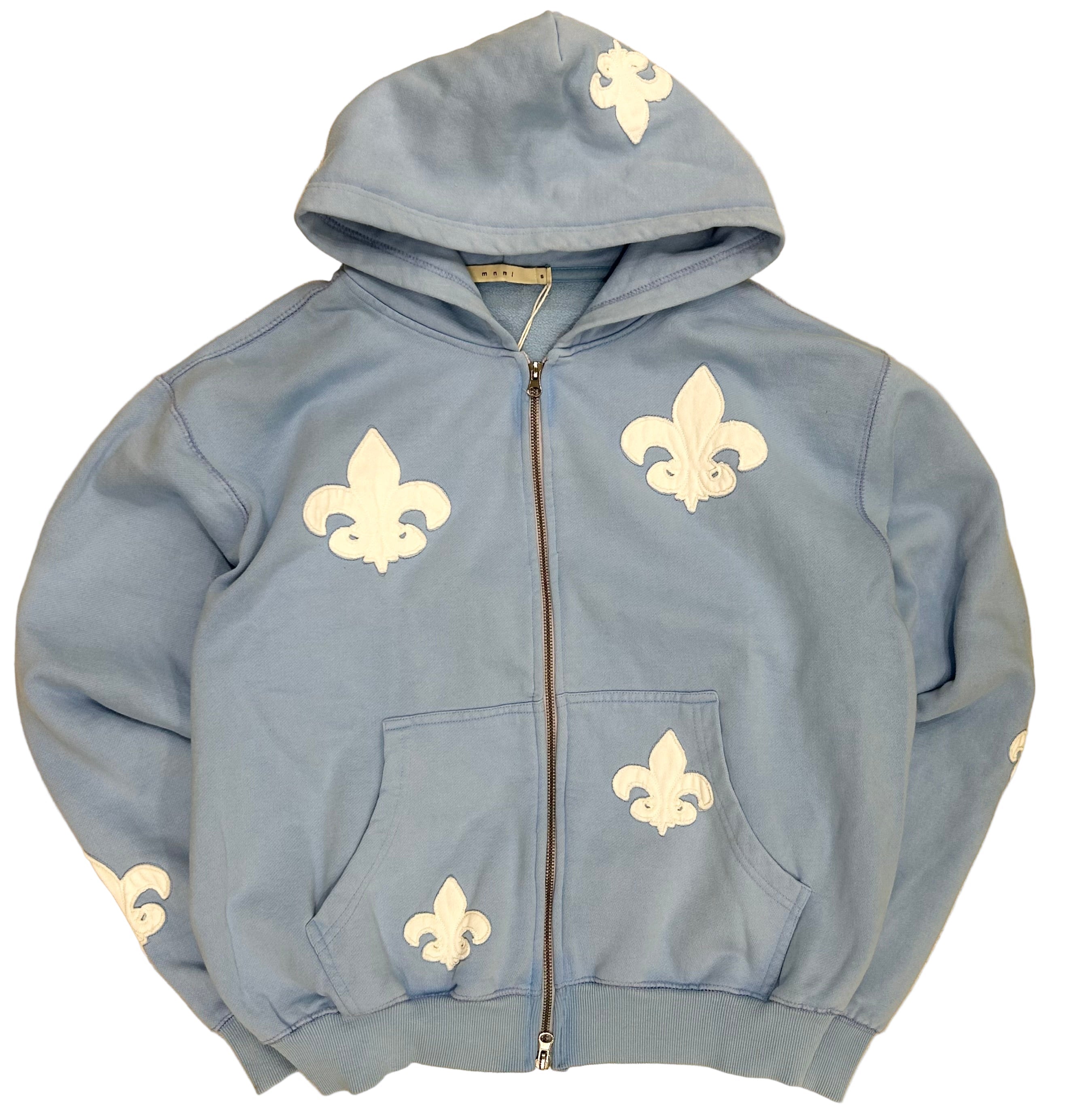 MNML Fleur Zip Up Hoodie - Washed Blue (Fleur-Zip-Up-Hoodie-Washed-Blue)