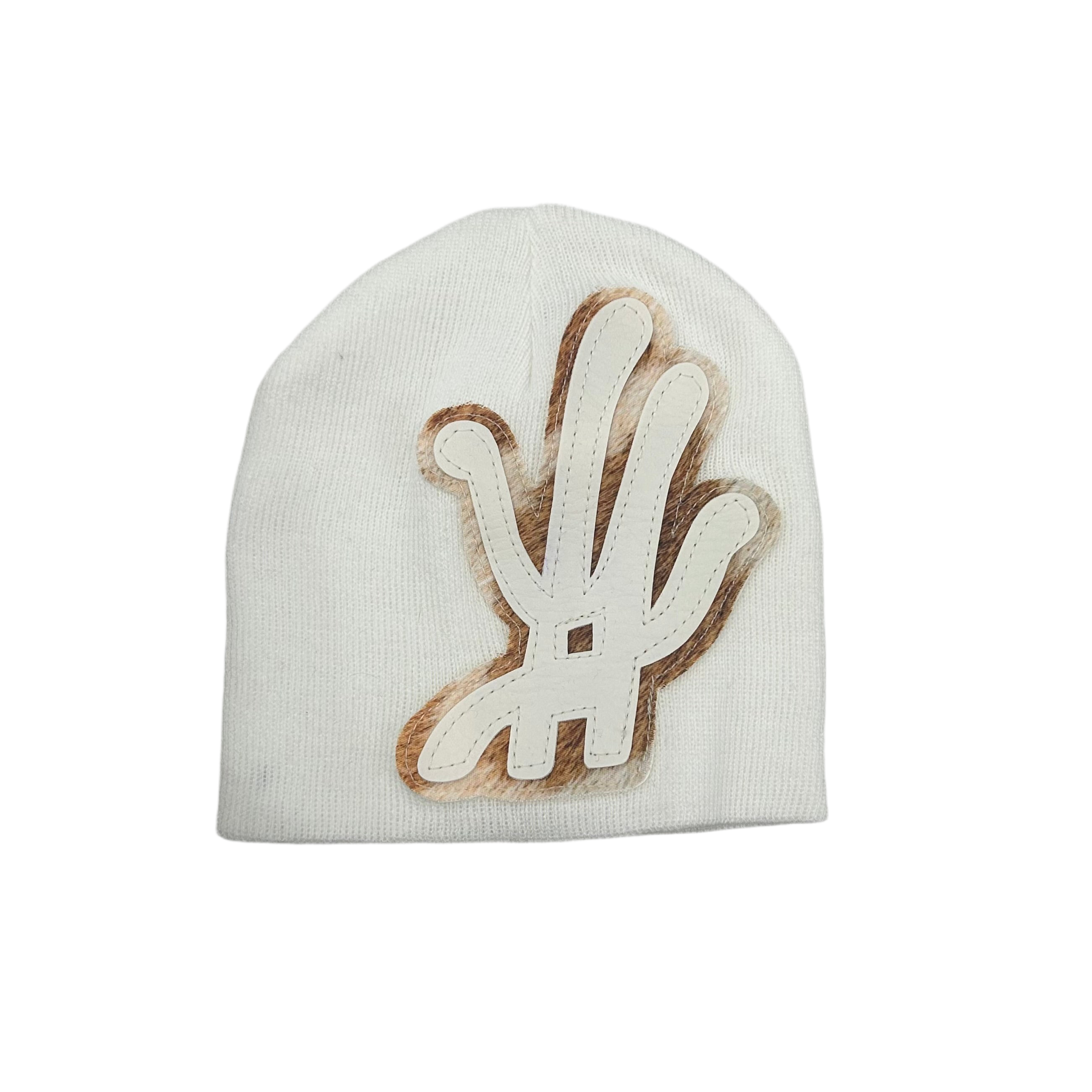 YKWYK WHITE & BROWN BEANIE