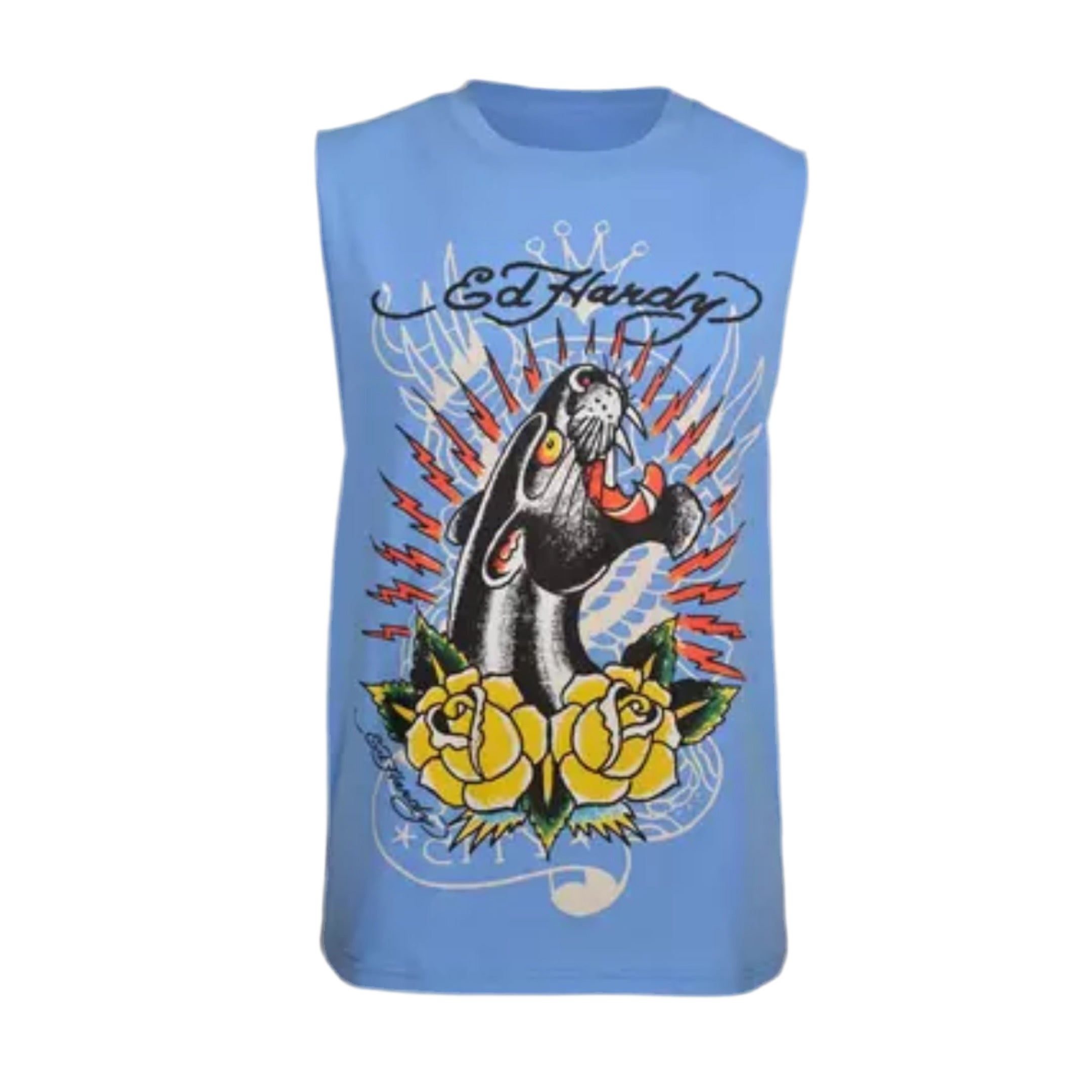 Ed Hardy Men's Panther Roses Cut Off Tee
