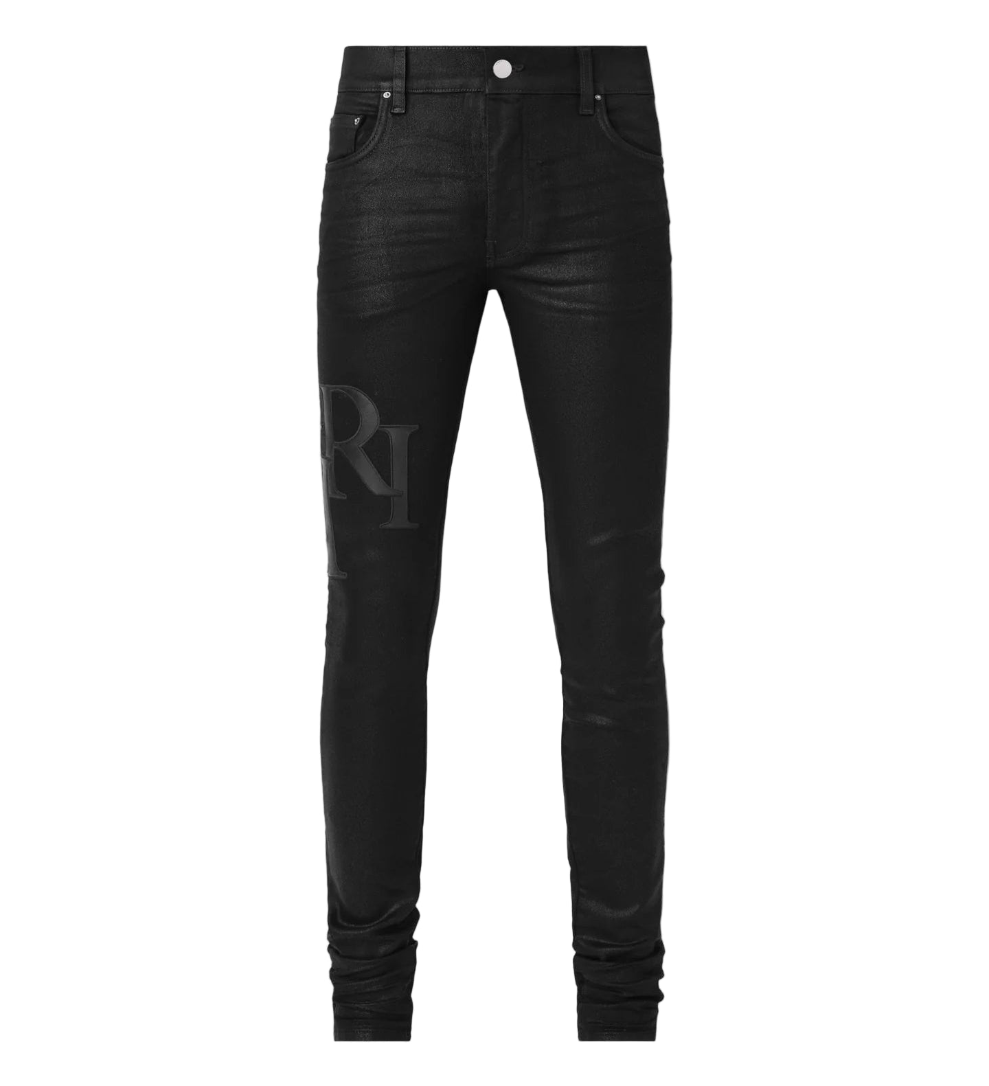 WAXED STAGGERED LOGO SKINNY JEAN