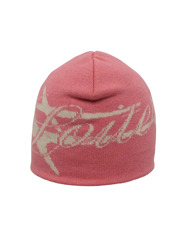 LOITER Hybrid Skull Knit Beanie Pink