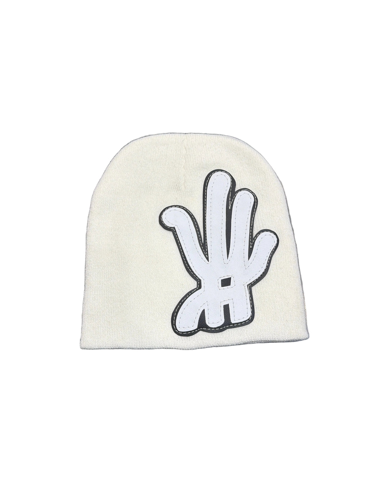YKWYK white leather patch BEANIE