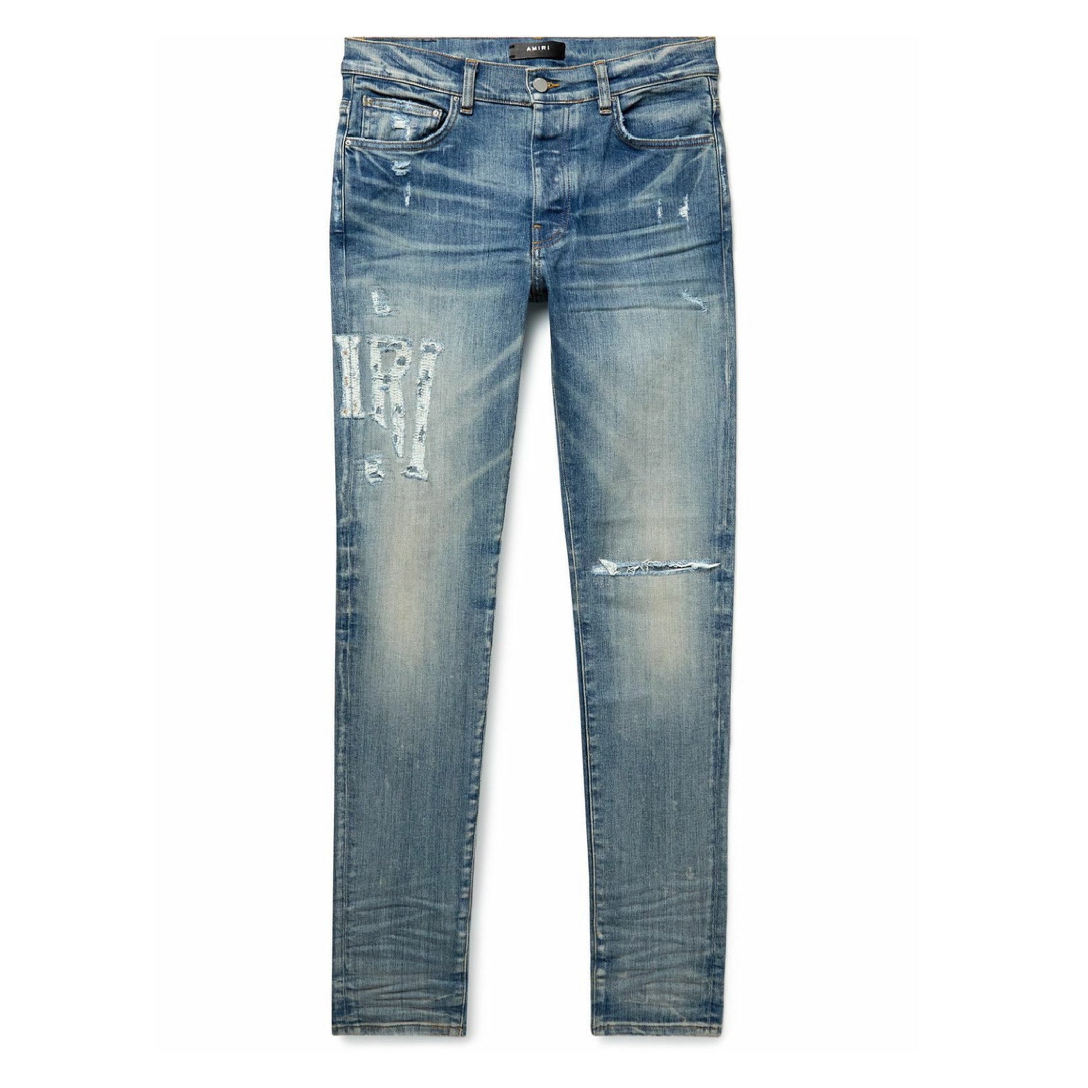 AMIRI Skinny-Fit Distressed Jeans Blue