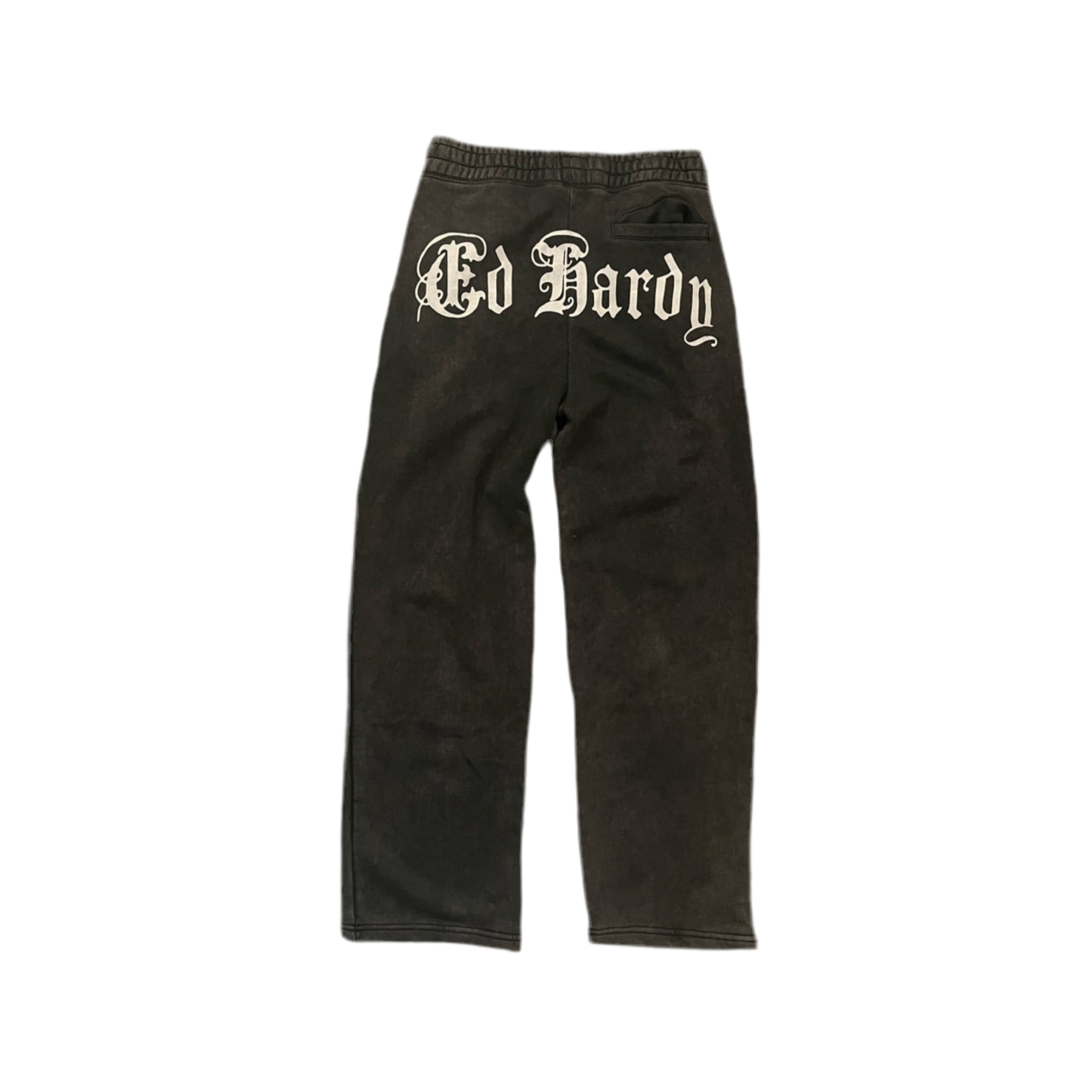 ED HARDY FLARED BLACK WASHED SWEATPANTS