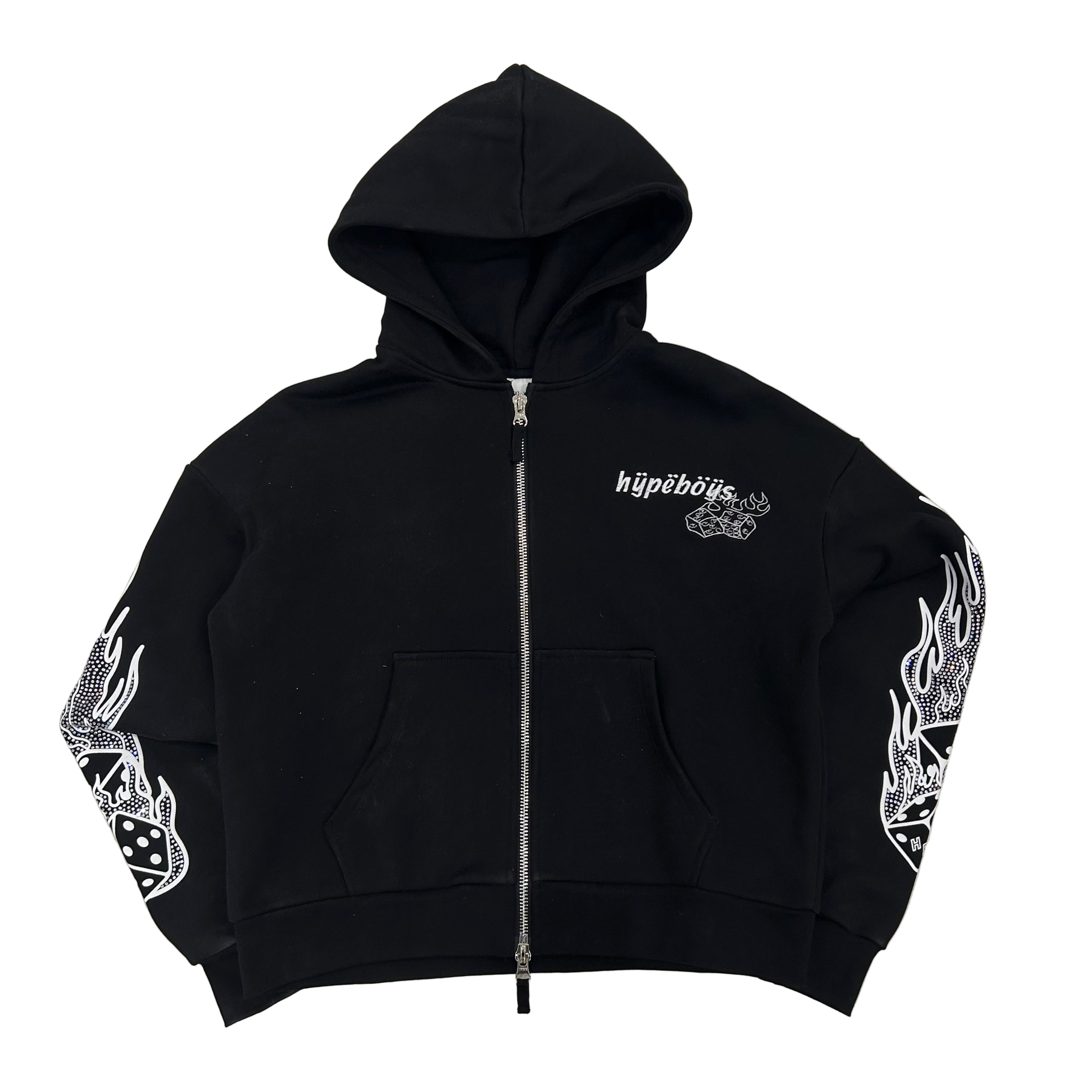 HYPEBOYS DICE ZIP HOODIE IN BLACK