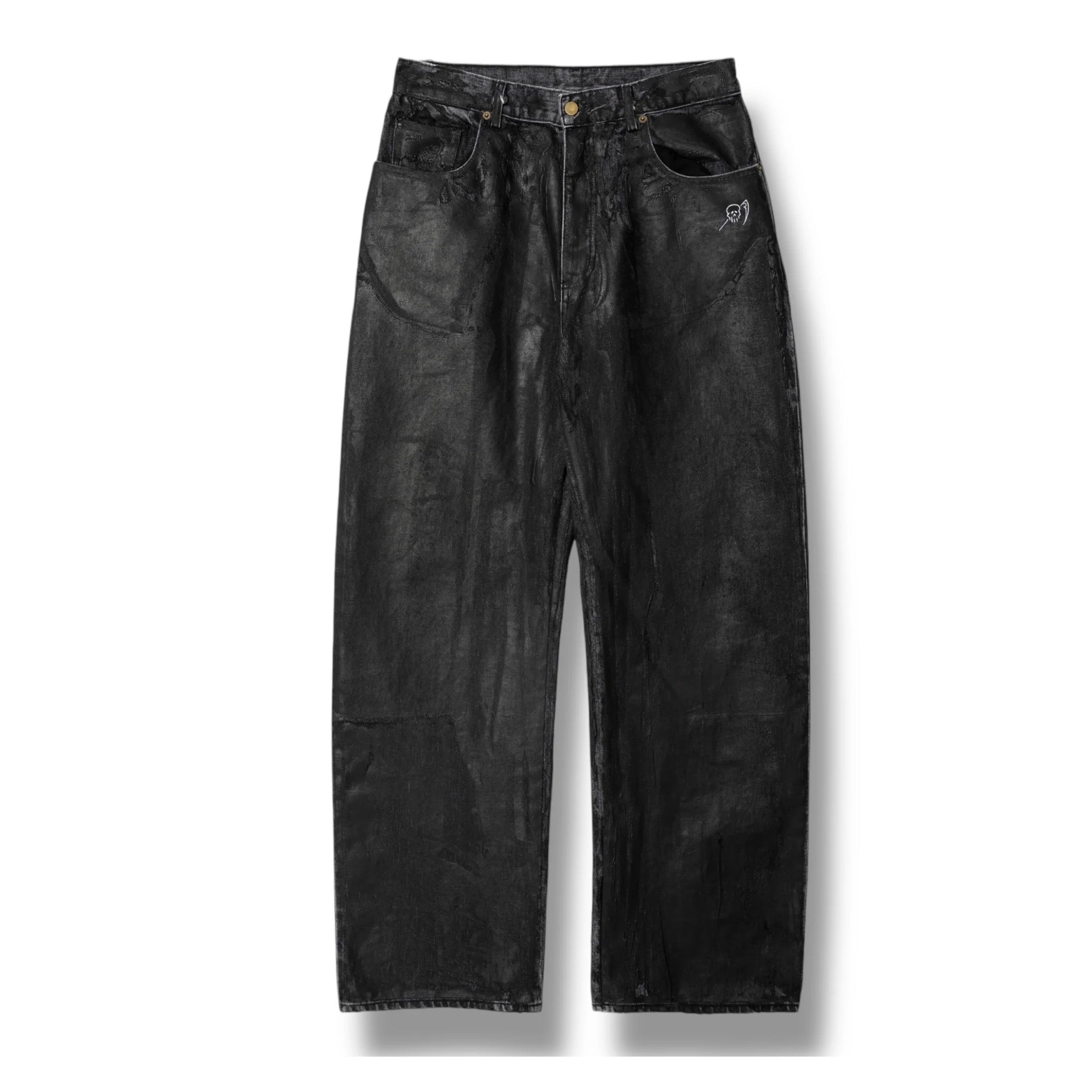 Warren Lotas Baggy Printed Jeans Black Plastisol