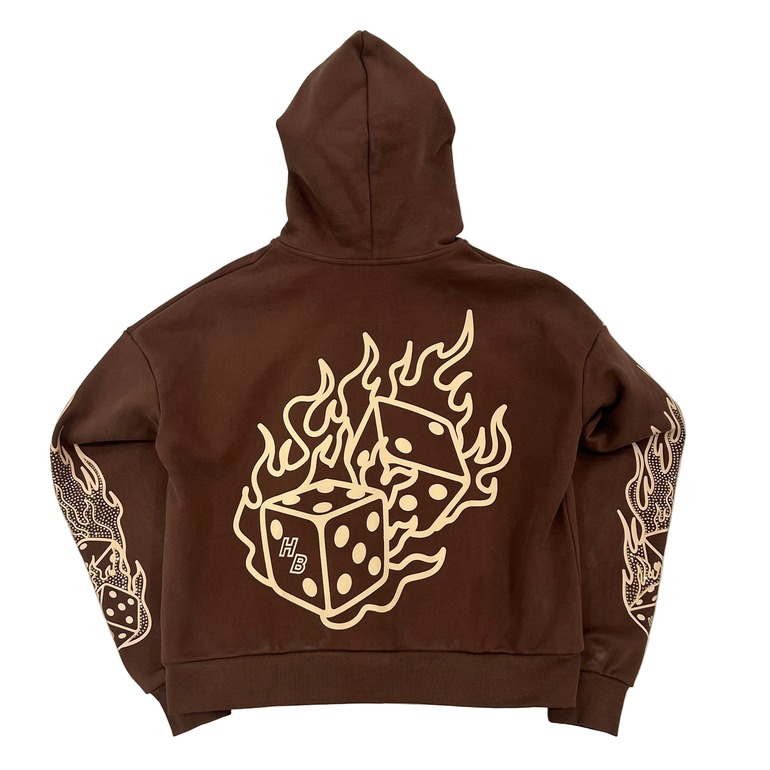 HYPEBOYS DICE ZIP HOODIE IN BROWN