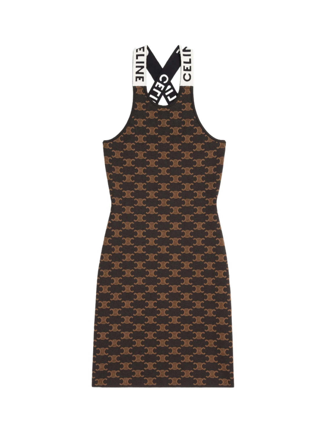 Celine Monogram Mini Dress Brown