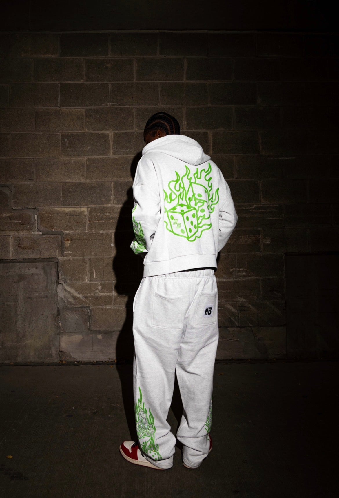 HYPEBOYS DICE ZIP HOODIE IN GREY & GREEN