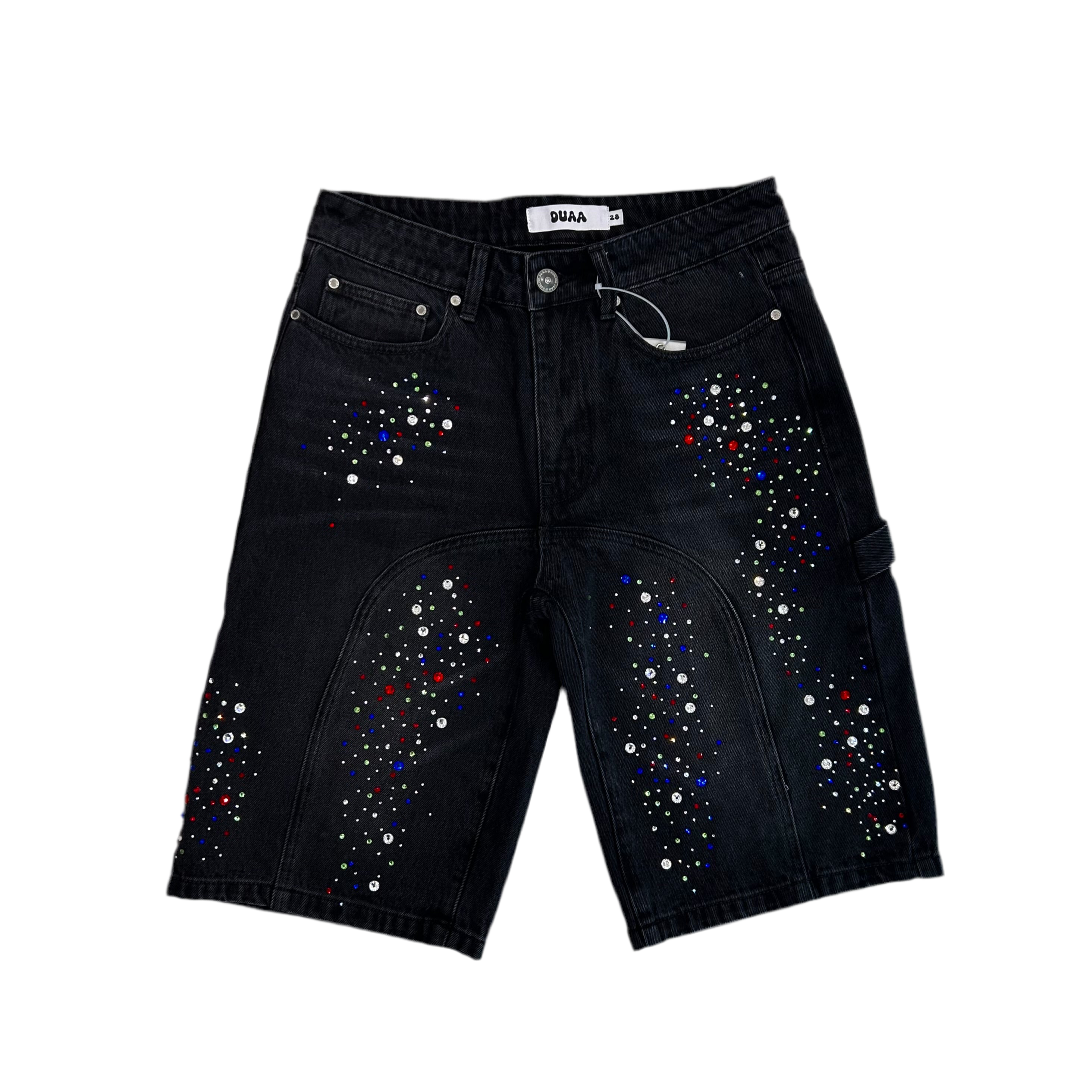 DUAA| SUPPLICATION STONE BLACK DENIM SHORTS
