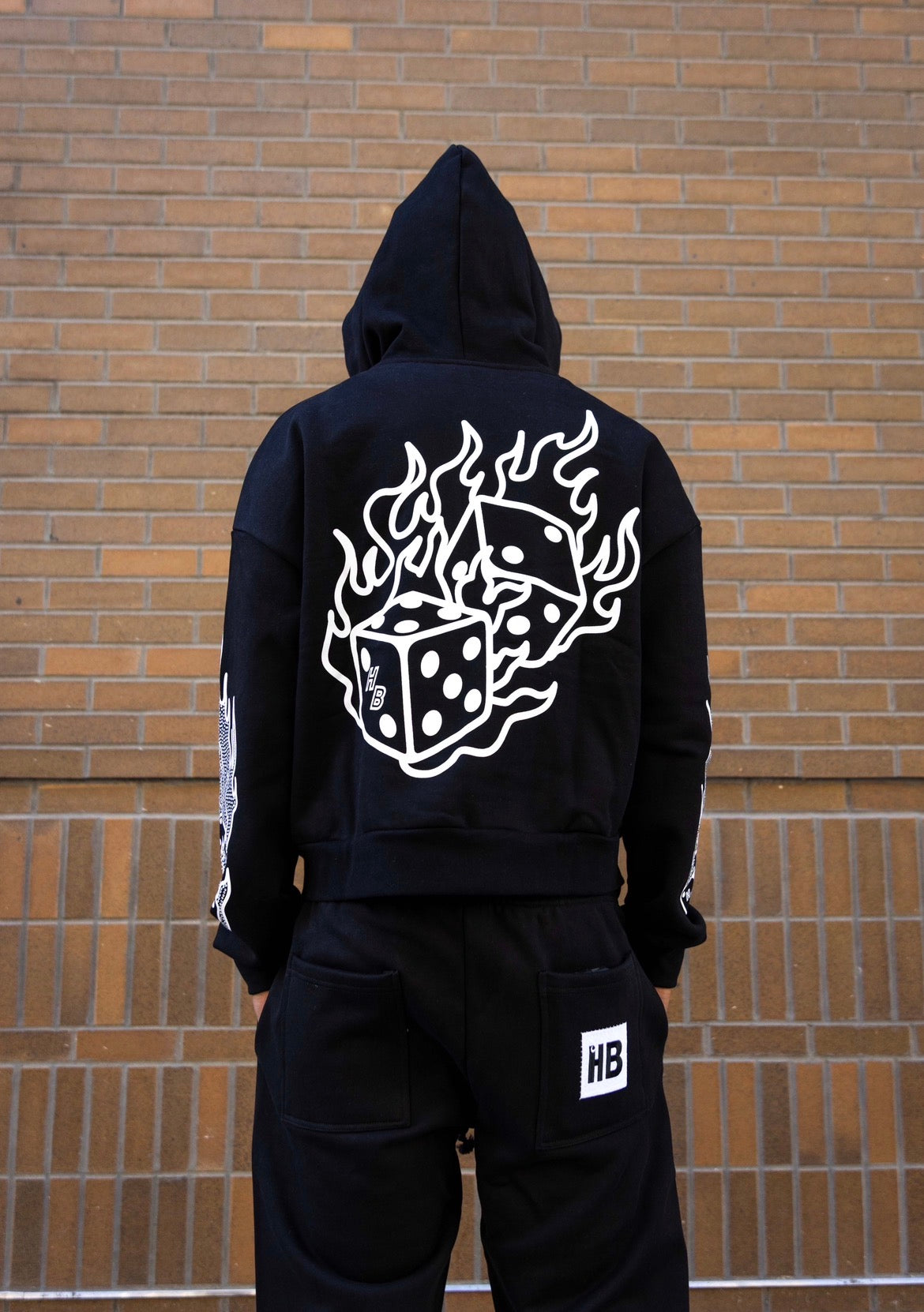 HYPEBOYS DICE ZIP HOODIE IN BLACK