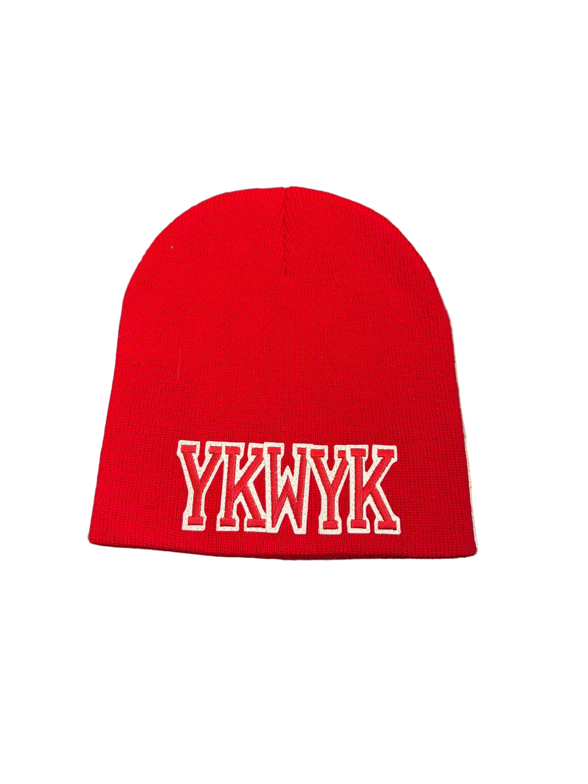 YKWYK RED EMBROIDERED BEANIE